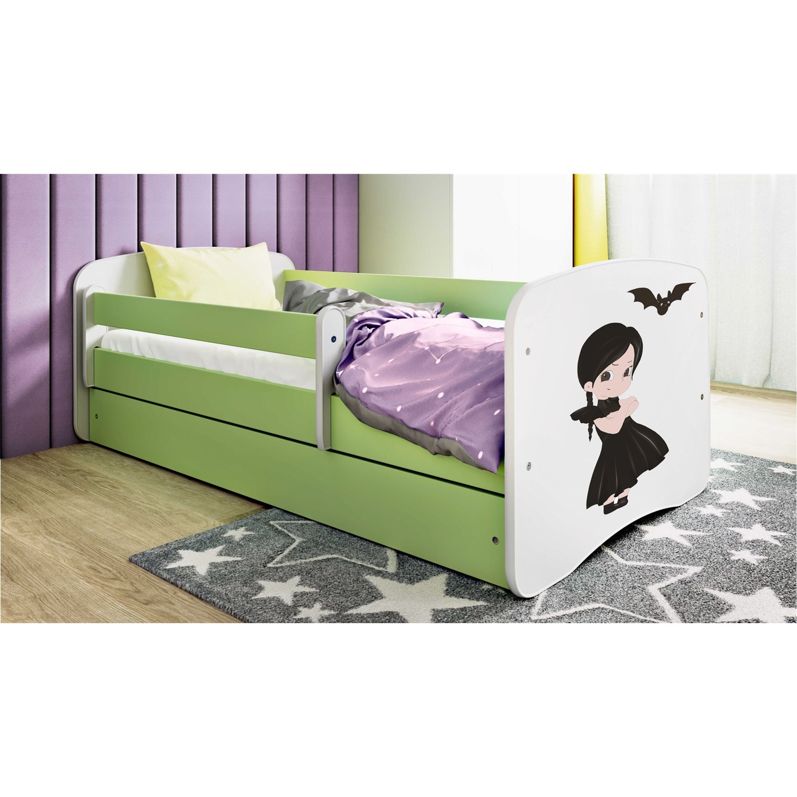 Łóżko dziecięce Babydreams - Wednesday Bez szuflady 180/80, Zielony, Materac piankowy 180/80/8 - materac średniej twardości (+12