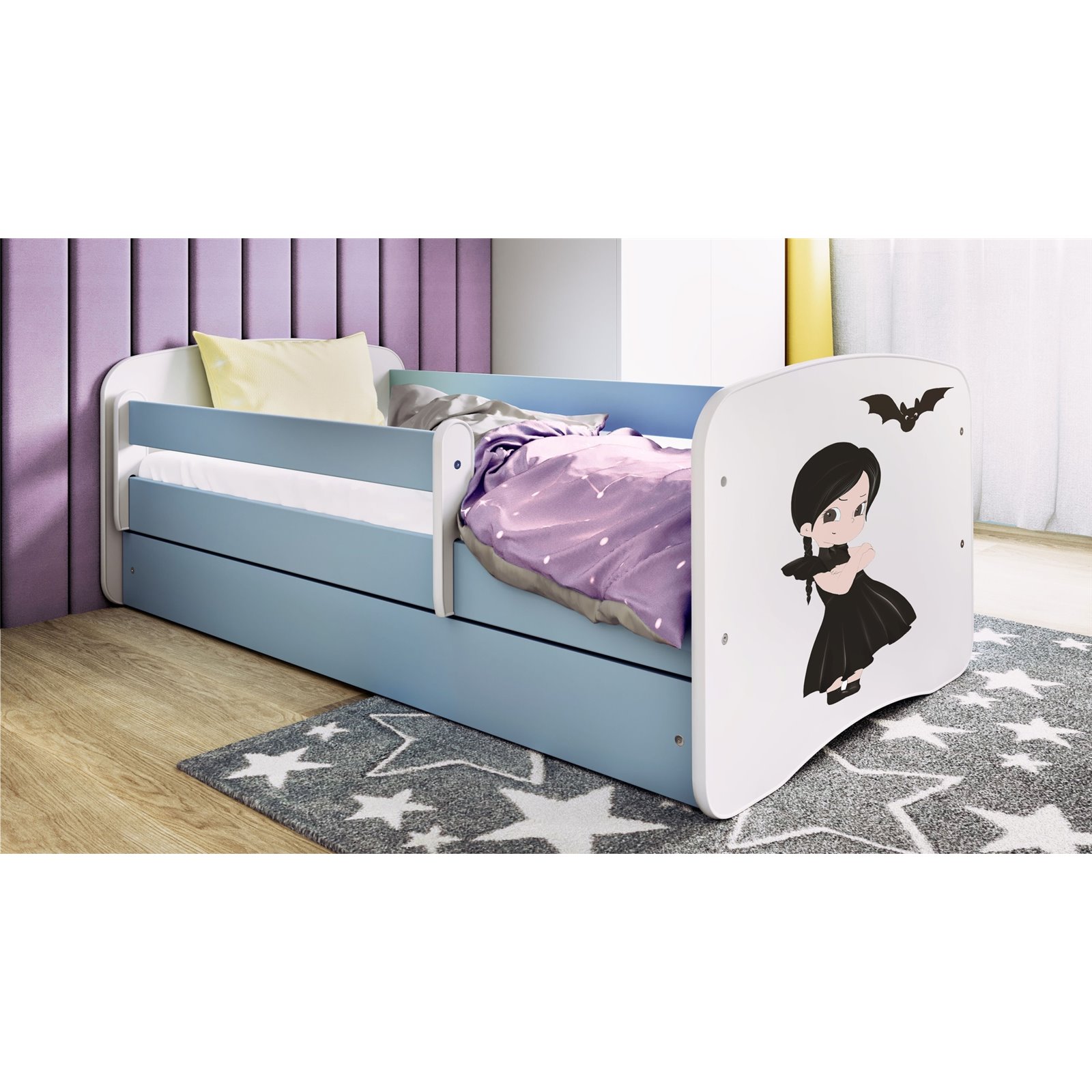 Łóżko dziecięce Babydreams - Wednesday Bez szuflady 180/80, Niebieski, Materac pianka lateks kokos 180/80/10 - materac średniej 