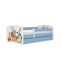Łóżko dziecięce Babydreams - Zwierzęta Bez szuflady 140/70, Niebieski, Materac pianka kokos 140/70/9 - materac średniej twardośc