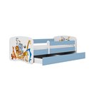Łóżko dziecięce Babydreams - Zwierzęta Z szufladą 140/70, Niebieski, bez materaca