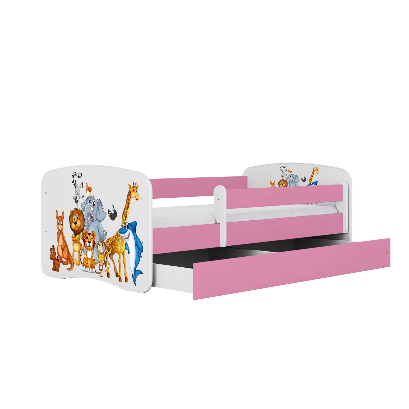 Łóżko dziecięce Babydreams - Zwierzęta Bez szuflady 180/80, Różowy, Materac piankowy 180/80/8 - materac średniej twardości (+120