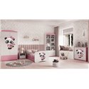 Łóżko dziecięce Babydreams - Panda Z szufladą 180/80, Różowy, Materac pianka kokos 180/90/9 - materac średniej twardości (+349zł