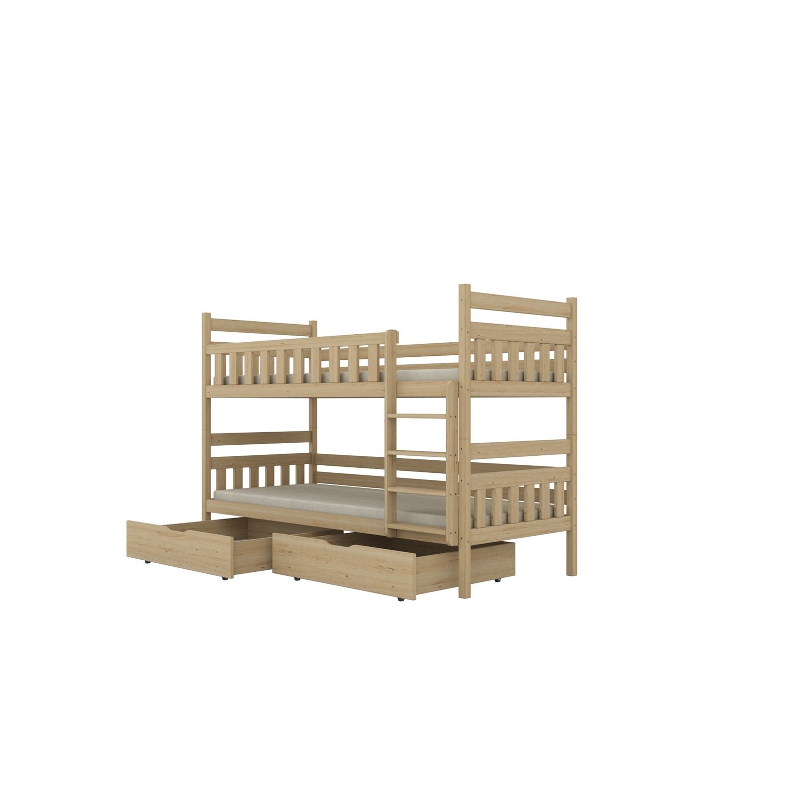 Łóżko Filip 160x80, Naturalny nielakierowany, Materac piankowy 160/80/8 - materac średniej twardości (+100zł)