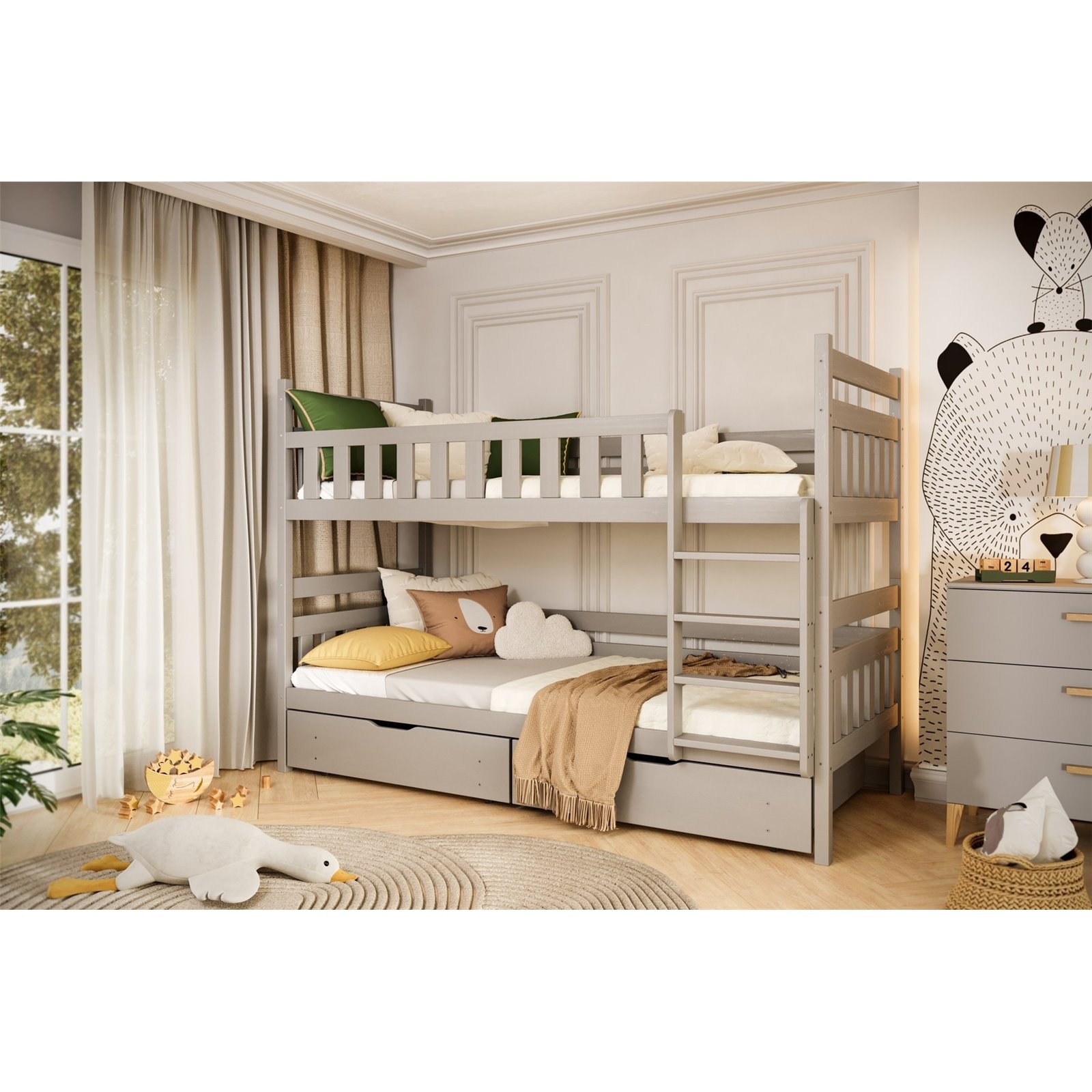 Łóżko Filip 180x80, Szary, Materac pianka lateks 180/80/10 - materac średniej twardości (+499zł)