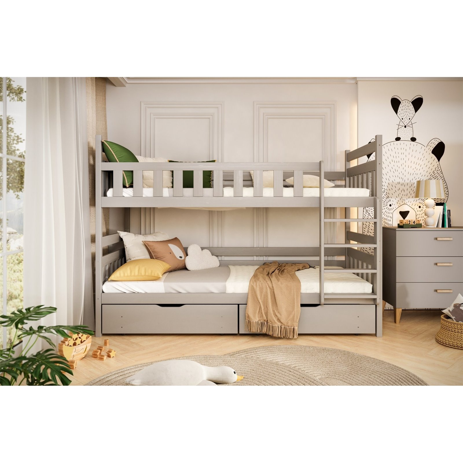 Łóżko Filip 200x90, Szary, Materac pianka lateks 200/90/10 - materac średniej twardości (+549zł)