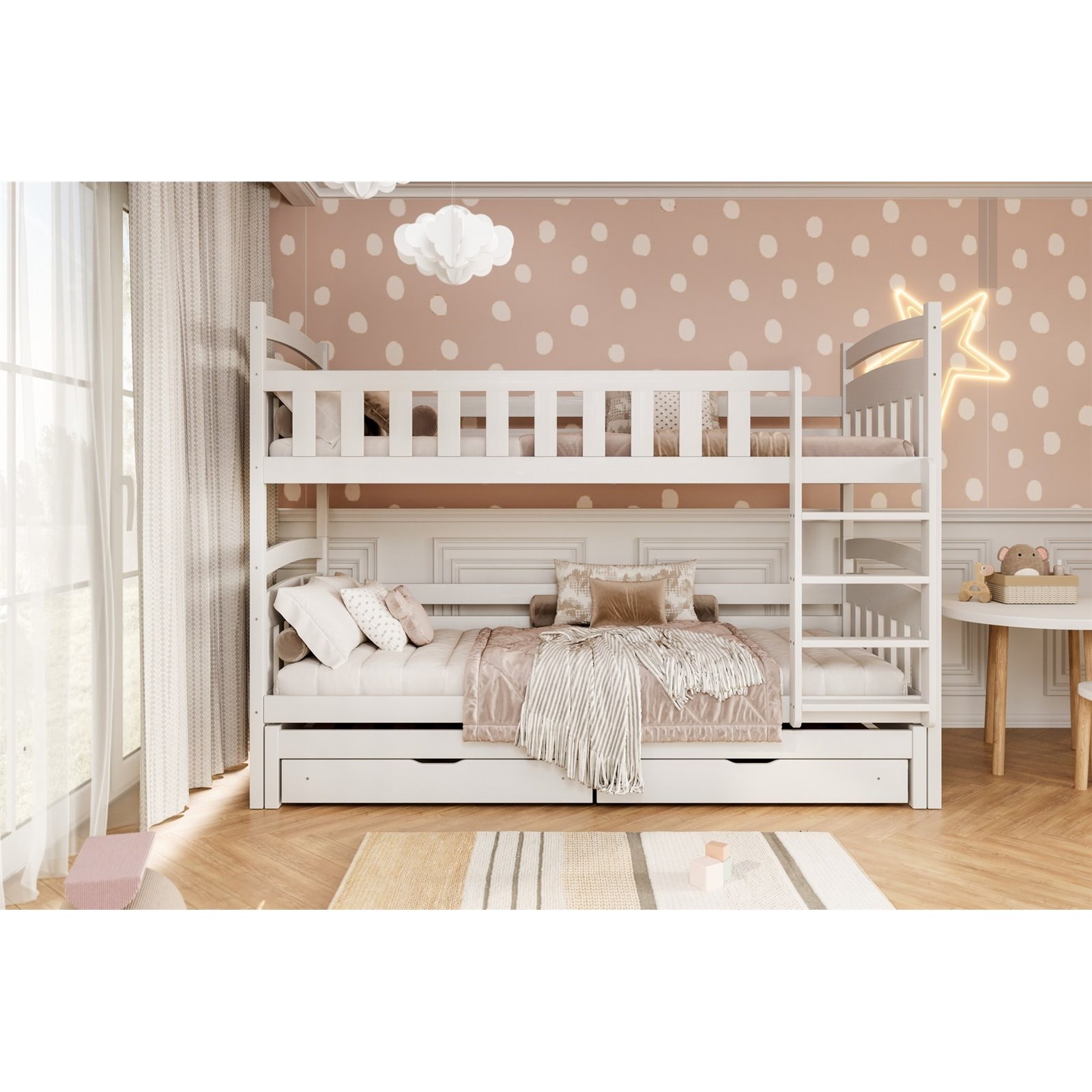 Łóżko Laura 160x80, Biały, Materac pianka kokos 160/80/9 - materac średniej twardości (+299zł)