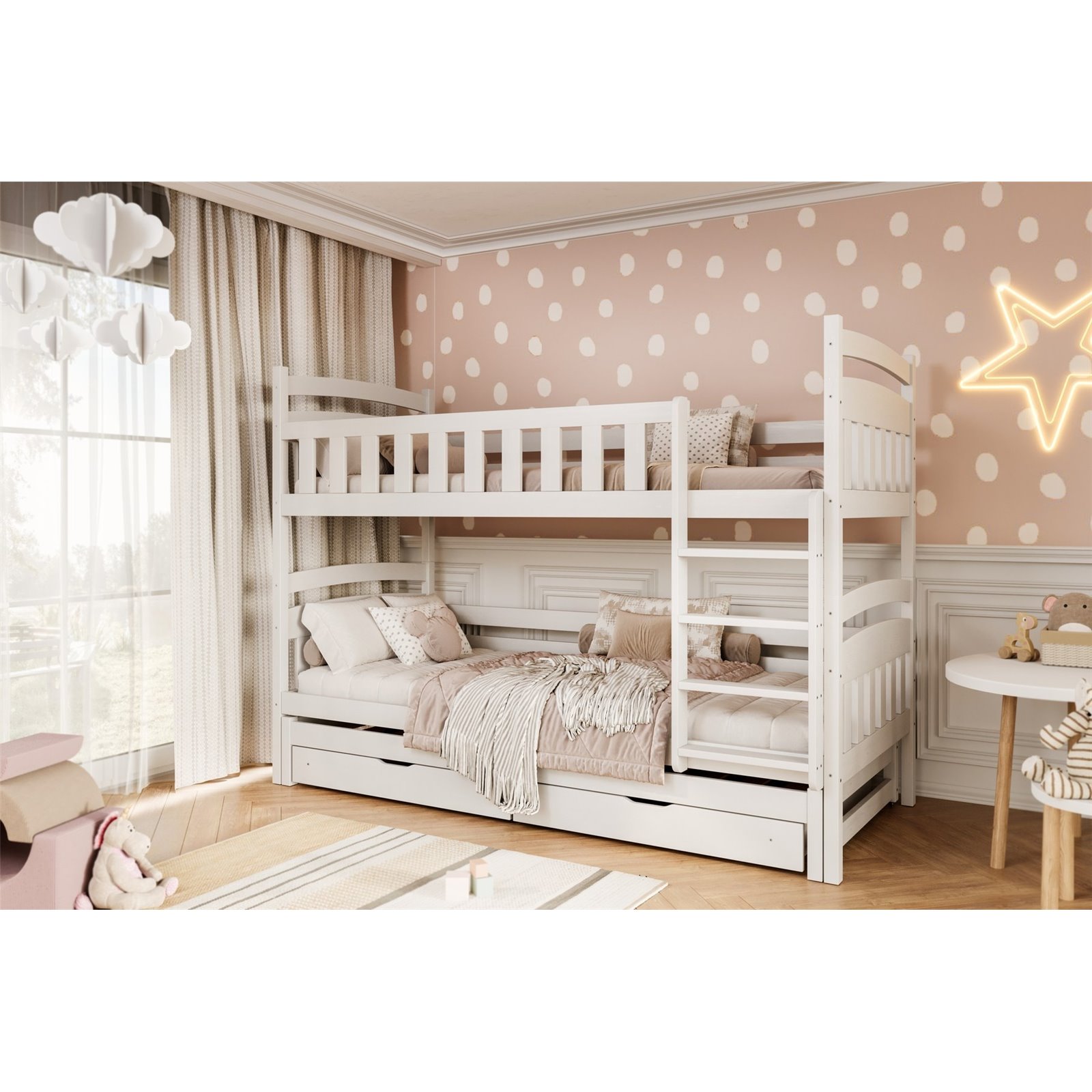 Łóżko Laura 160x80, Biały, Materac pianka lateks 160/80/9 - materac średniej twardości (+449zł)