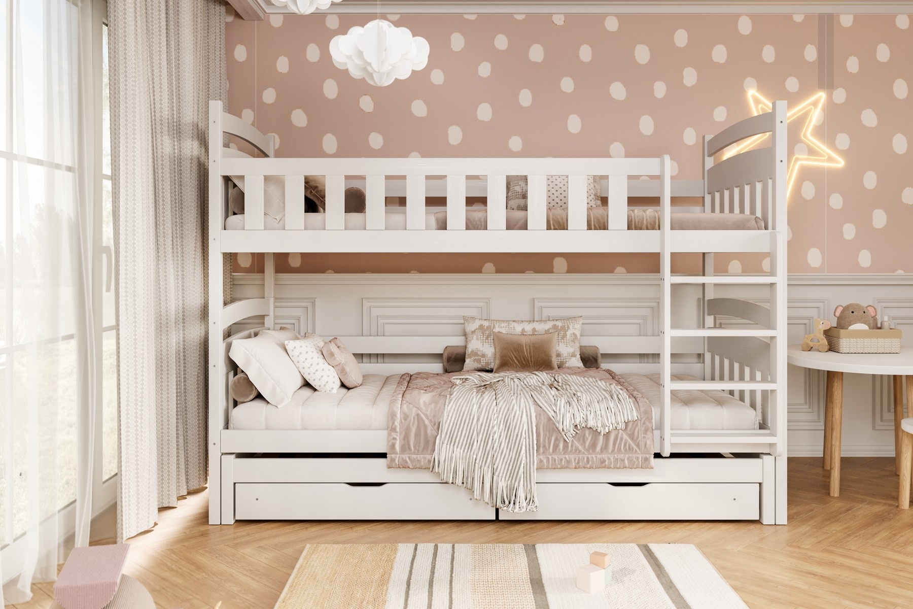 Łóżko Laura - 180x80, kolor biały, materac piankowo-lateksowy