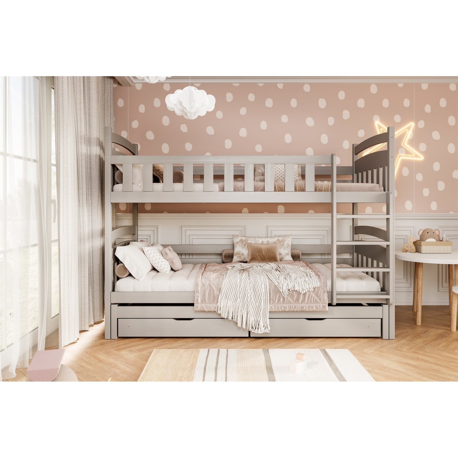 Łóżko Laura 180x90, Szary, Materac pianka lateks 180/90/10 - materac średniej twardości (+529zł)