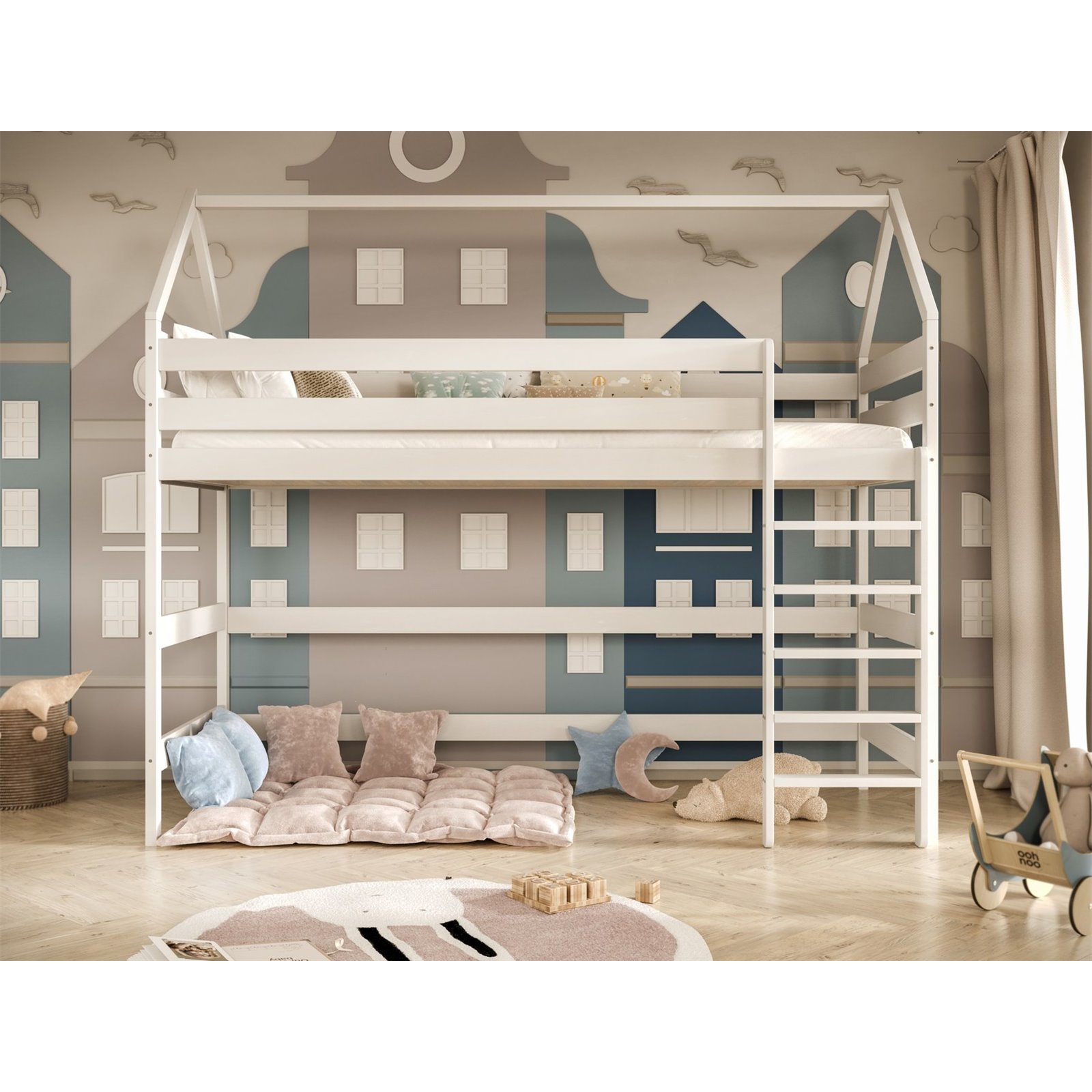 Łóżko Eryk 2 160x80, Biały, Materac piankowy 160/80/8 - materac średniej twardości (+100zł)