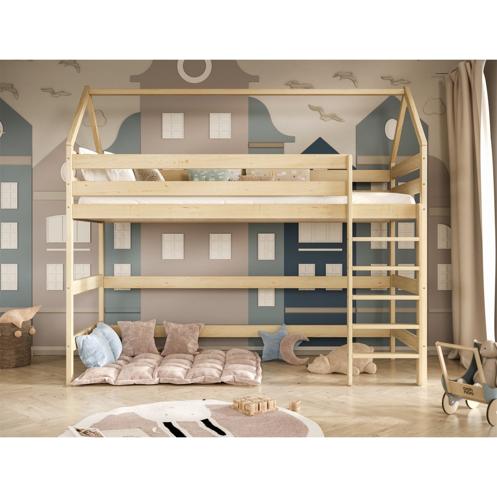 Łóżko Eryk 2 160x80, Naturalny lakierowany, Materac pianka kokos 160/80/9 - materac średniej twardości (+299zł)