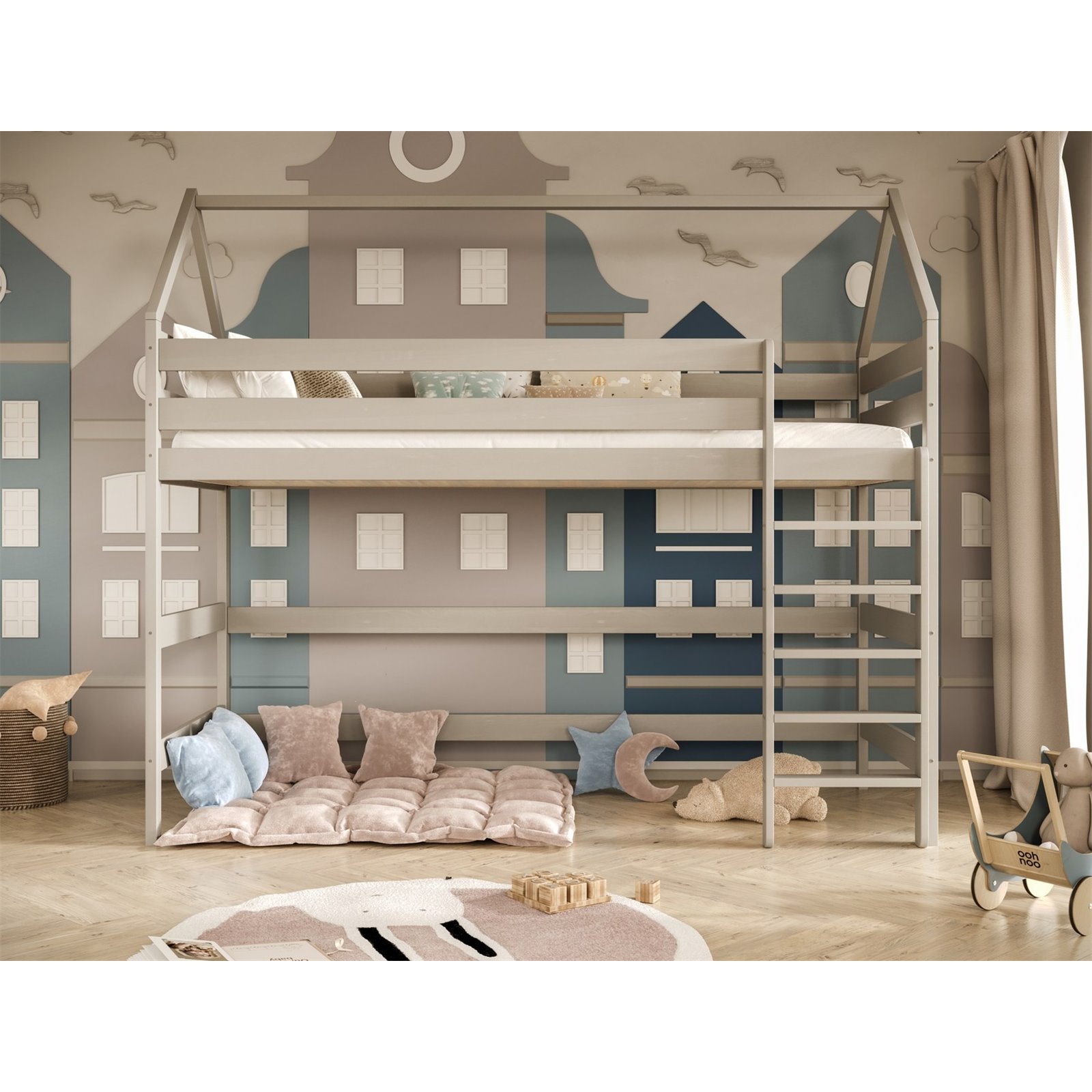 Łóżko Eryk 2 180x90, Szary, Materac pianka lateks 180/90/10 - materac średniej twardości (+529zł)