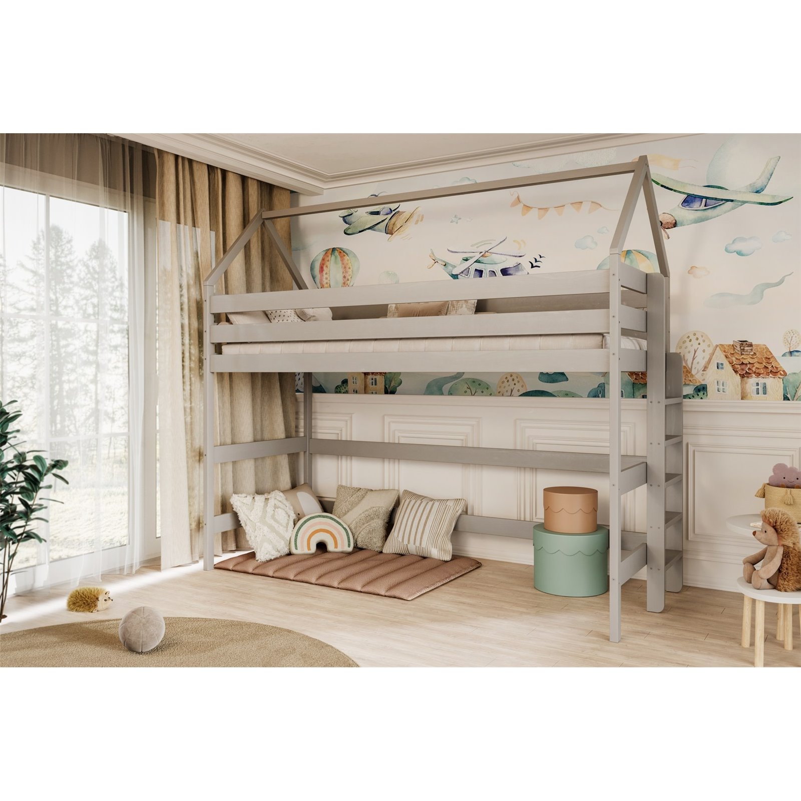 Łóżko Eryk 1 180x80, Naturalny lakierowany, Materac pianka lateks 180/80/10 - materac średniej twardości (+499zł)