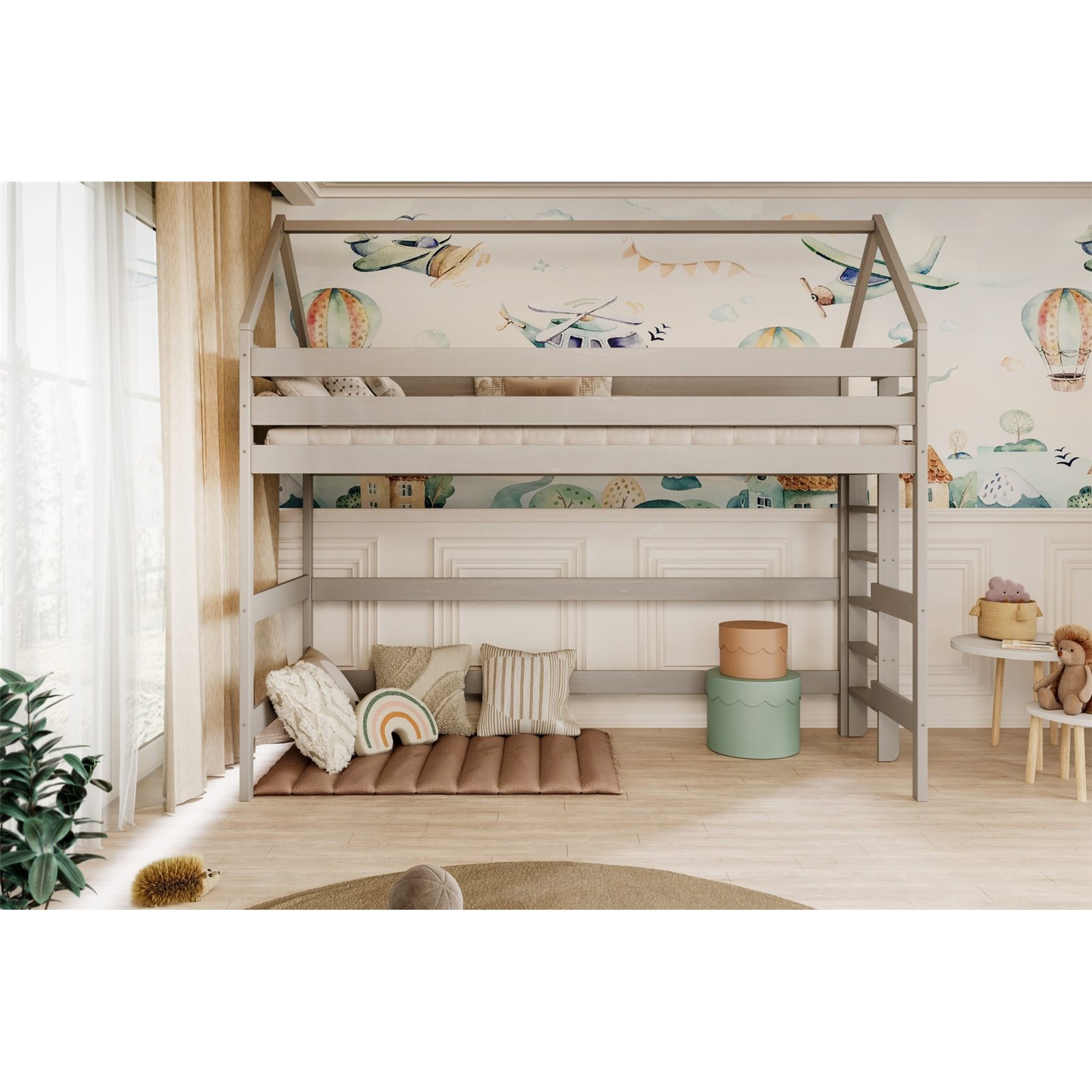 Łóżko Eryk 1 180x90, Naturalny lakierowany, Materac pianka kokos 180/90/9 - materac średniej twardości (+379zł)