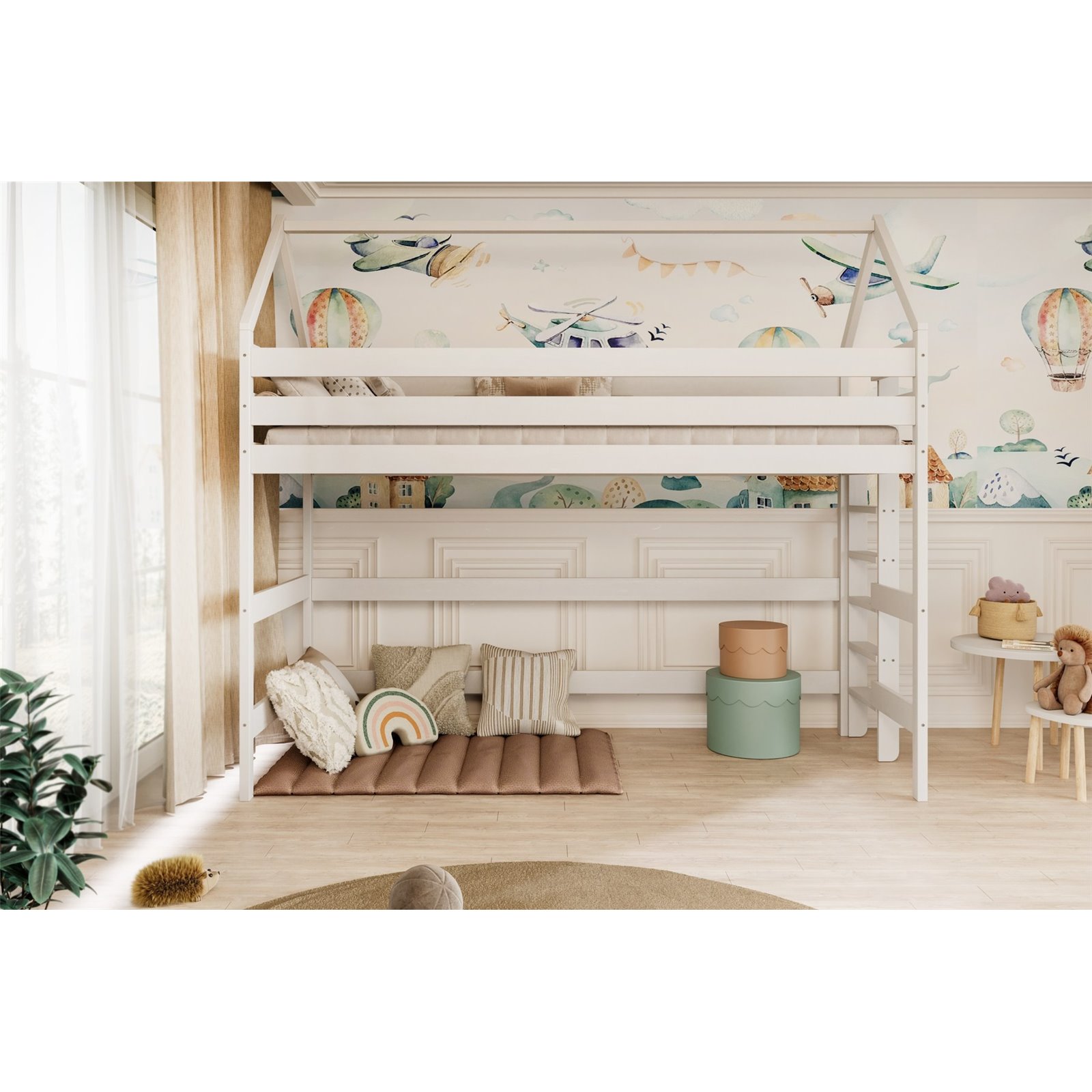 Łóżko Eryk 1 180x90, Naturalny lakierowany, Materac piankowy 180/90/8 - materac średniej twardości (+130zł)