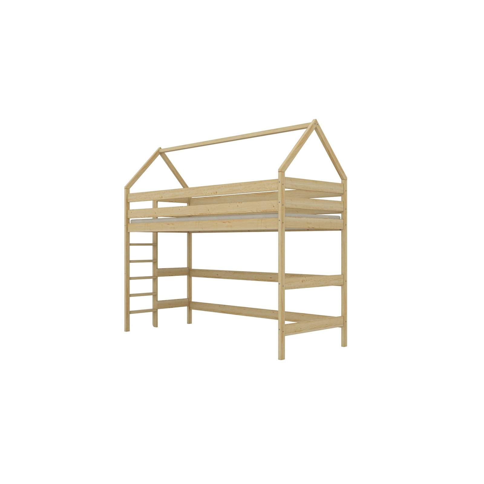 Łóżko Eryk 1 200x80, Naturalny lakierowany, Materac pianka lateks kokos 200/80/10 - materac średniej twardości (+579zł)