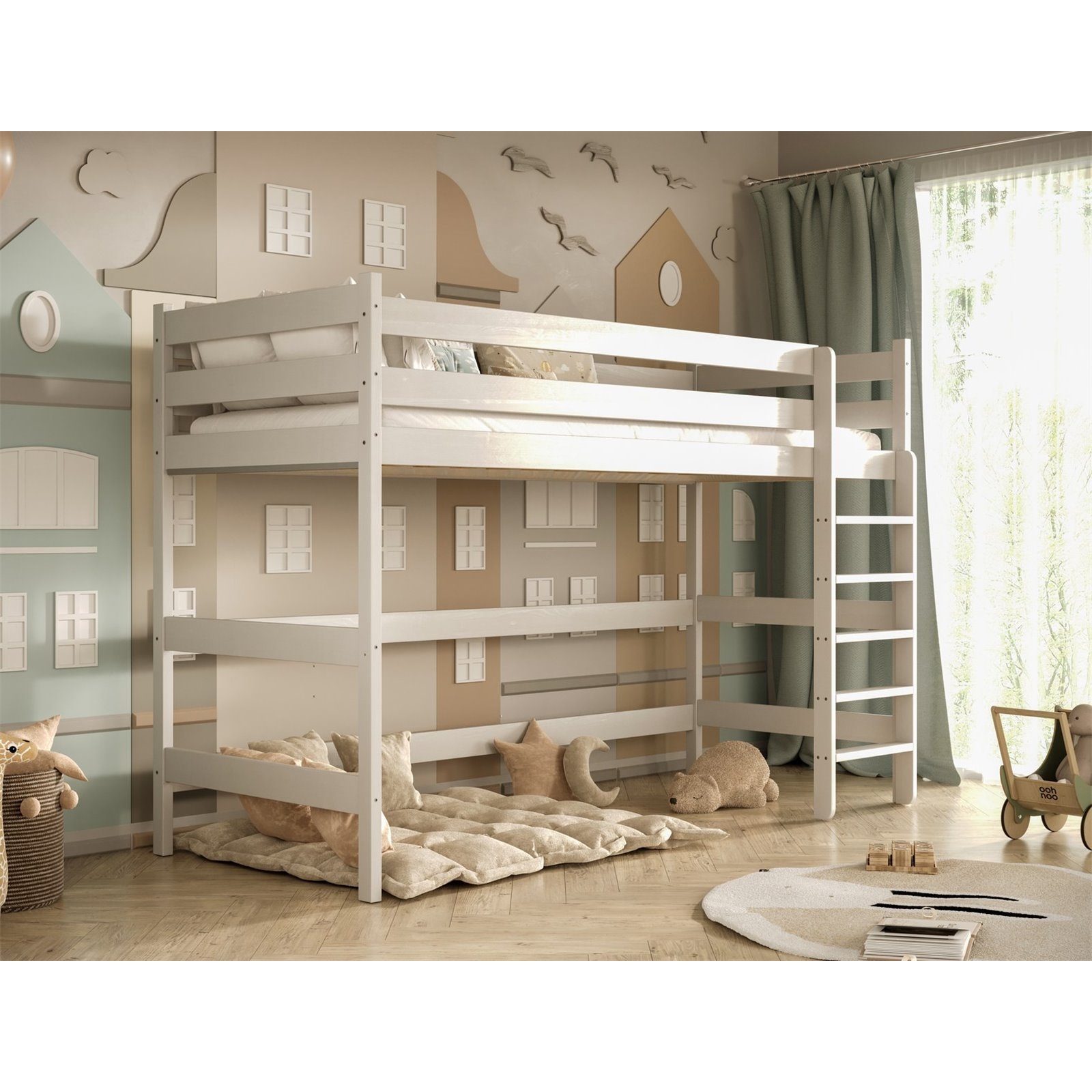 Łóżko Antek 2 160x80, Biały, Materac pianka kokos 160/80/9 - materac średniej twardości (+299zł)