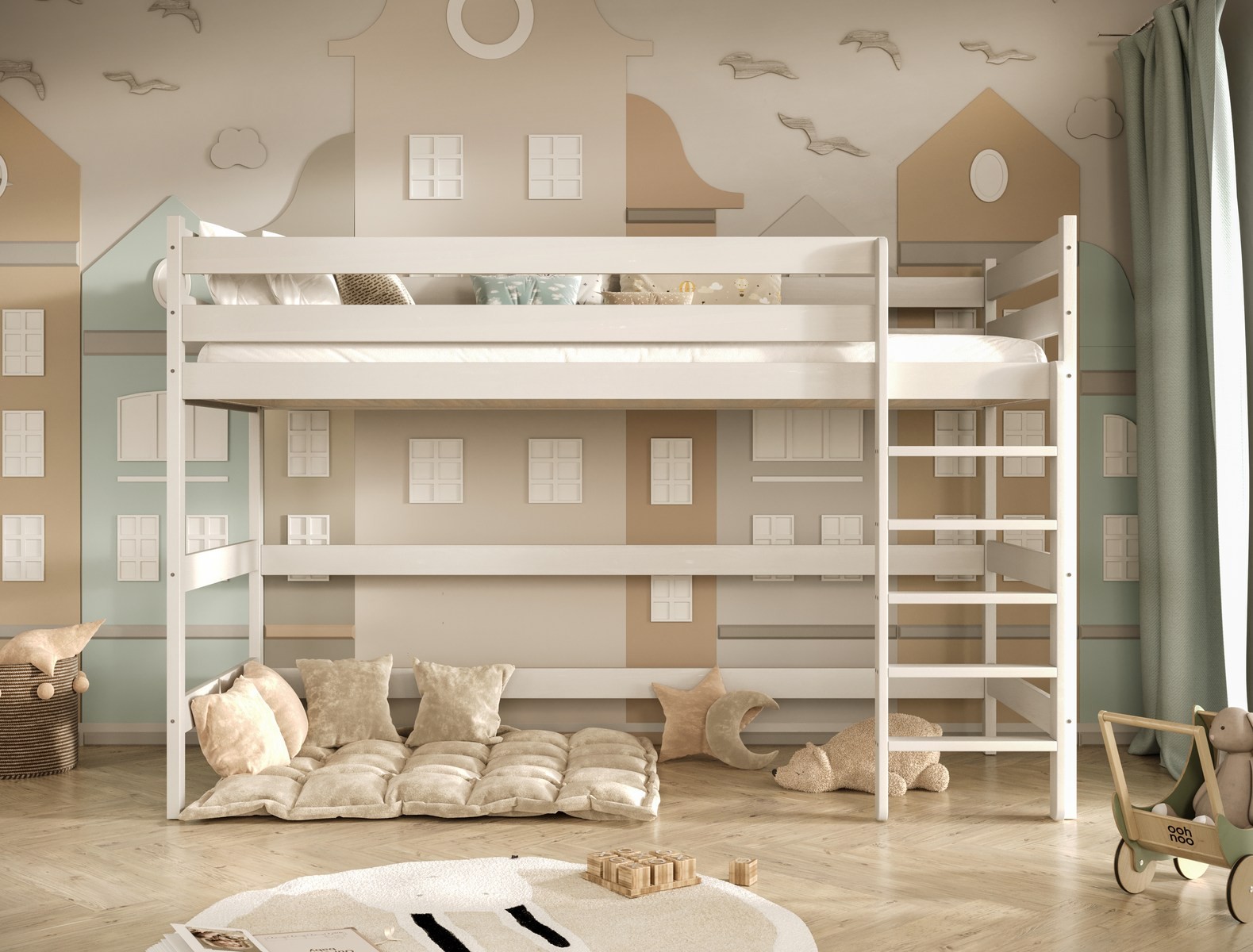 Łóżko Antek 2 - 200x80, kolor biały, materac piankowo-lateksowy