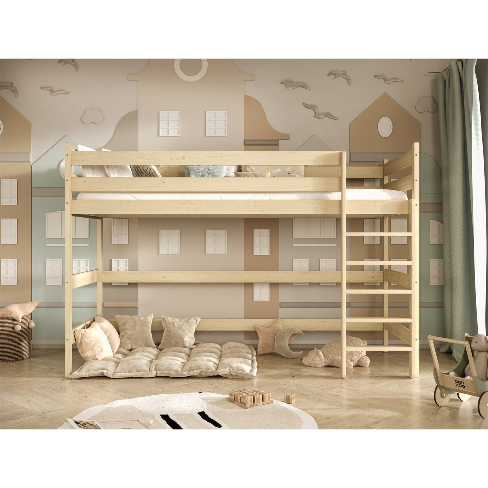 Łóżko Antek 2 180x90, Naturalny lakierowany, Materac piankowy 180/90/8 - materac średniej twardości (+130zł)