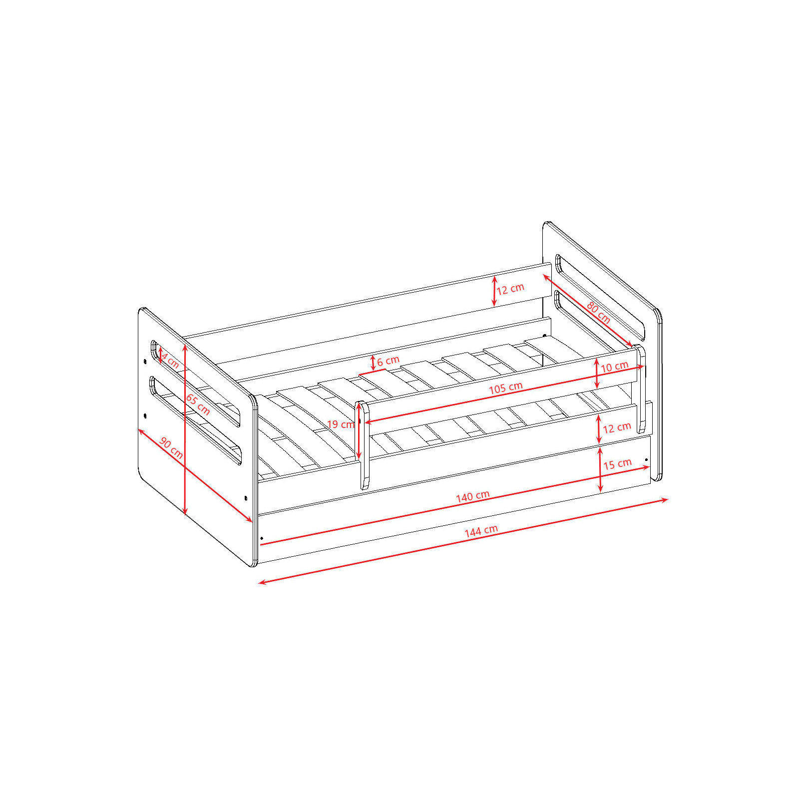 Łóżko dziecięce Tomi - 140/80, kolor biały