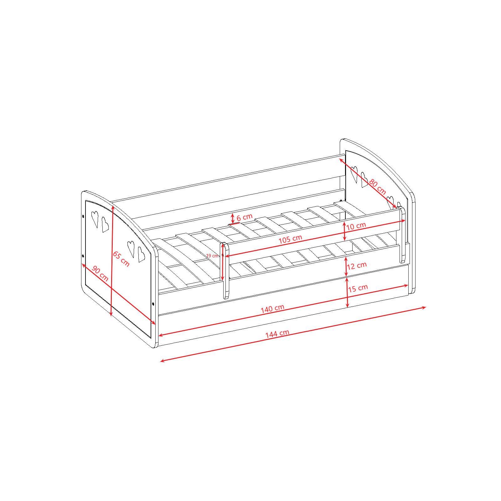 Łóżko dziecięce Julia - 140/80, kolor biały