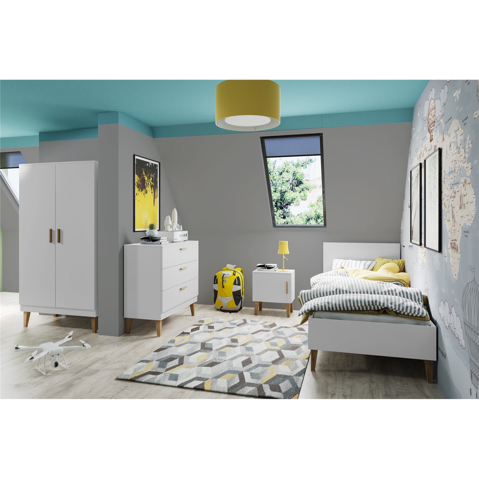 Łóżko dziecięce Kubi białe   Materac piankowy 180/80/8 - materac średniej twardości (+120zł)               