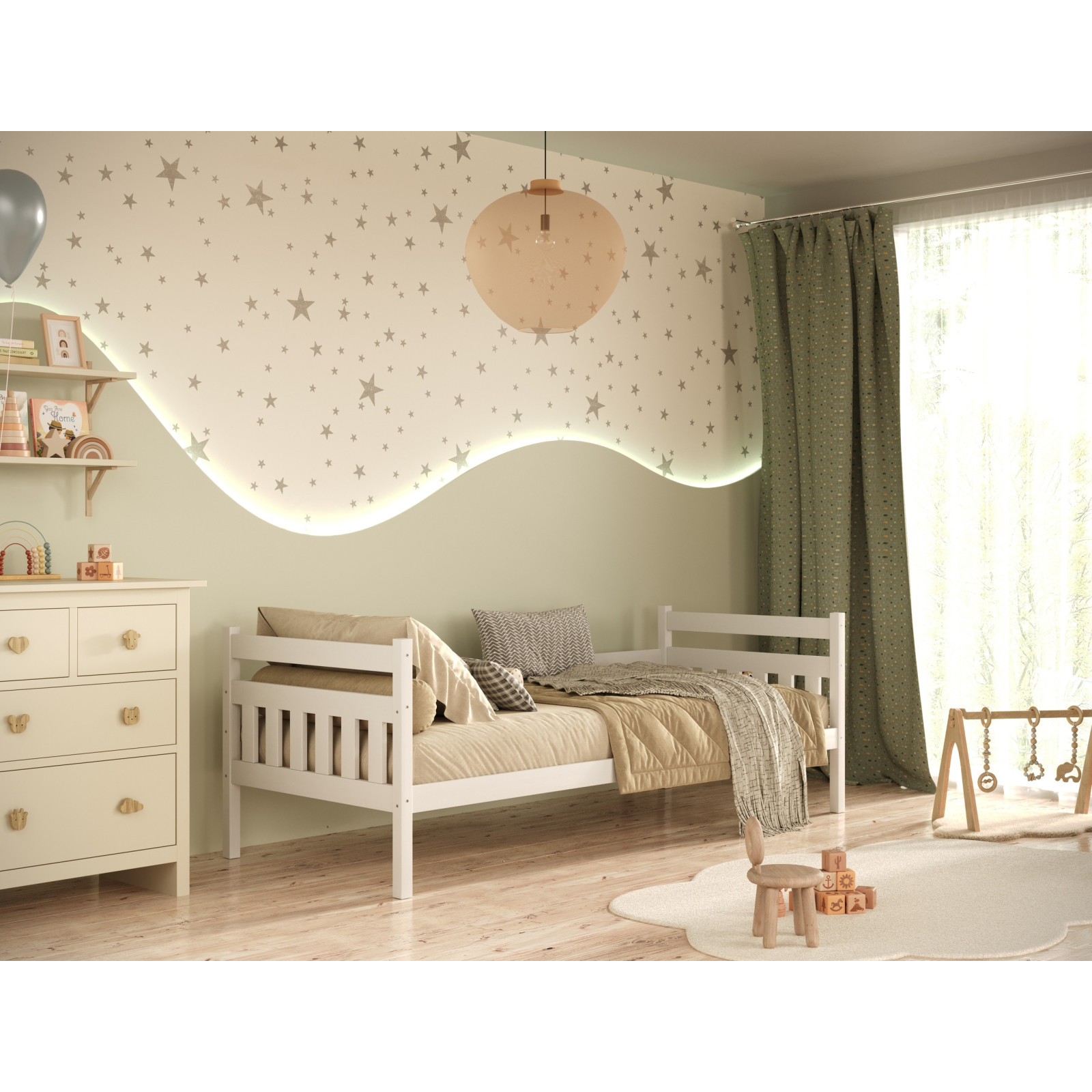 Łóżko Dawid - 180x80, kolor biały, materac kokosowy