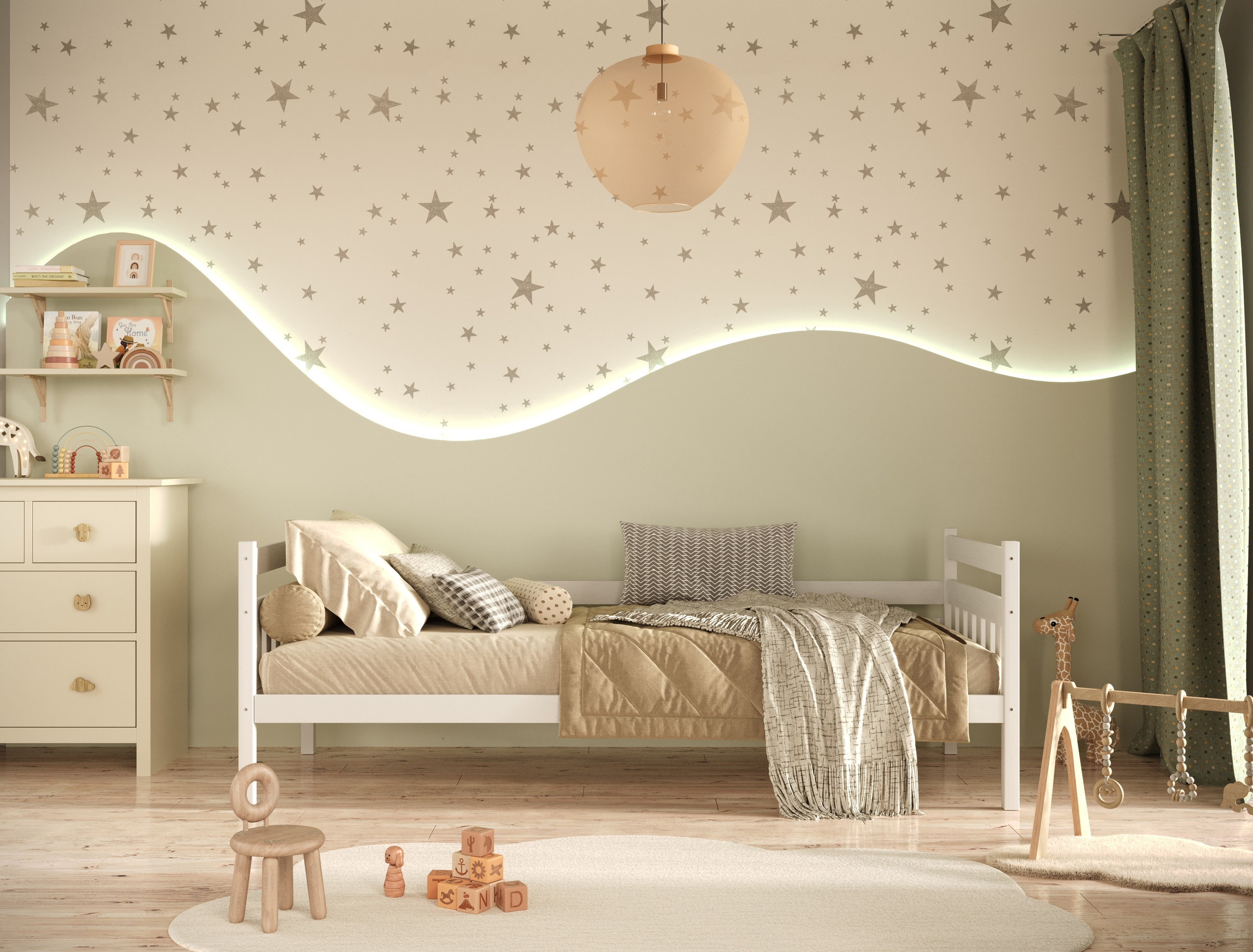 Łóżko Dawid - 200x80, kolor biały, z wysuwanym spaniem, materac lateksowy