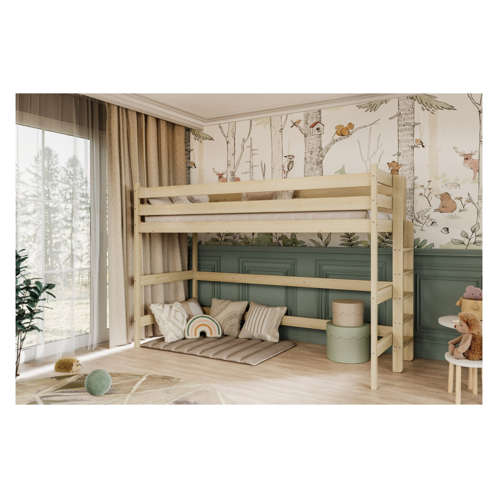 Łóżko Antek 1 - 160x80, kolor naturalny lakierowany