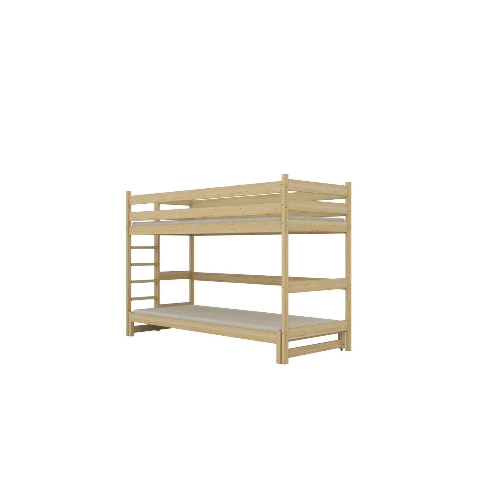 Łóżko Antek 1 - 160x80, kolor naturalny lakierowany, materac piankowy