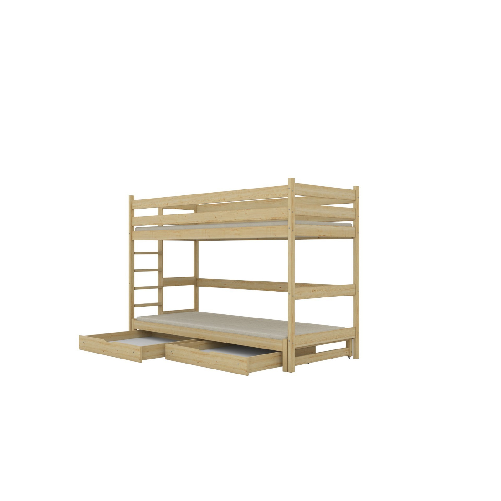 Łóżko Antek 1 - 180x80, kolor naturalny lakierowany, materac piankowy