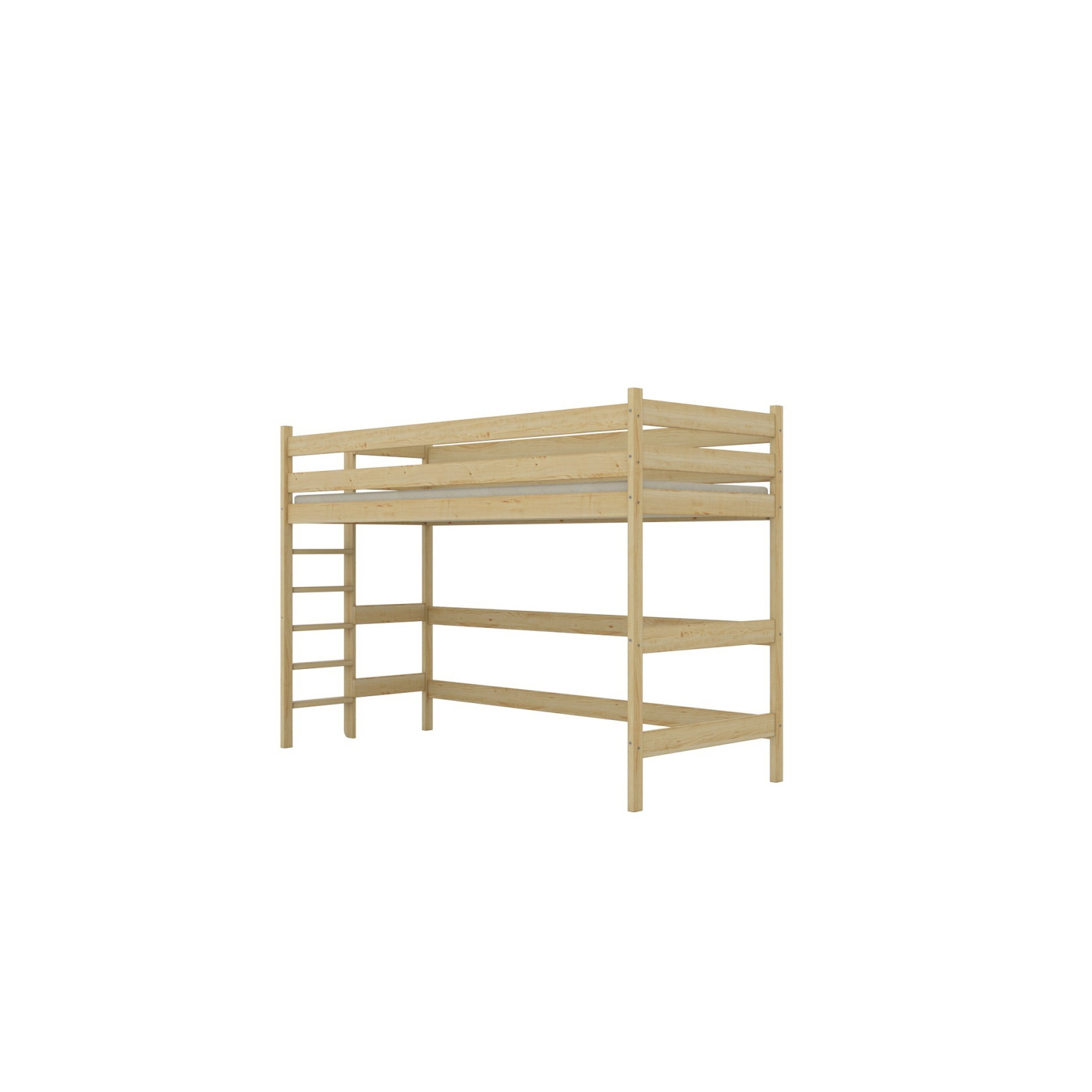 Łóżko Antek 1 - 180x90, kolor naturalny lakierowany, z wysuwanym spaniem i szufladami