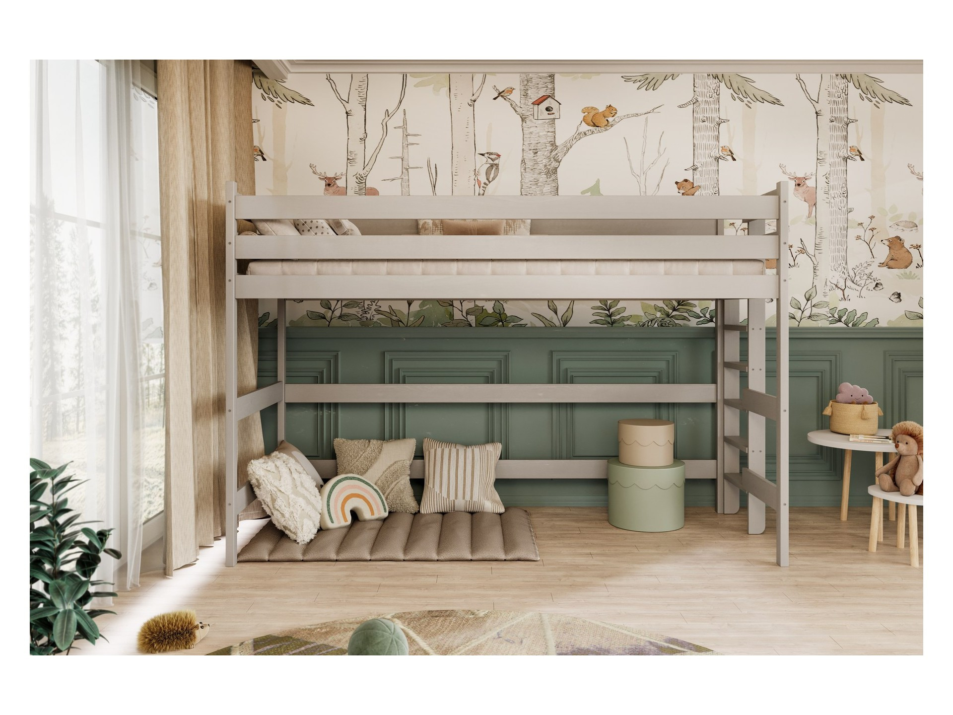 Łóżko Antek 1 - 160x80, kolor szary, z wysuwanym spaniem, materac piankowy