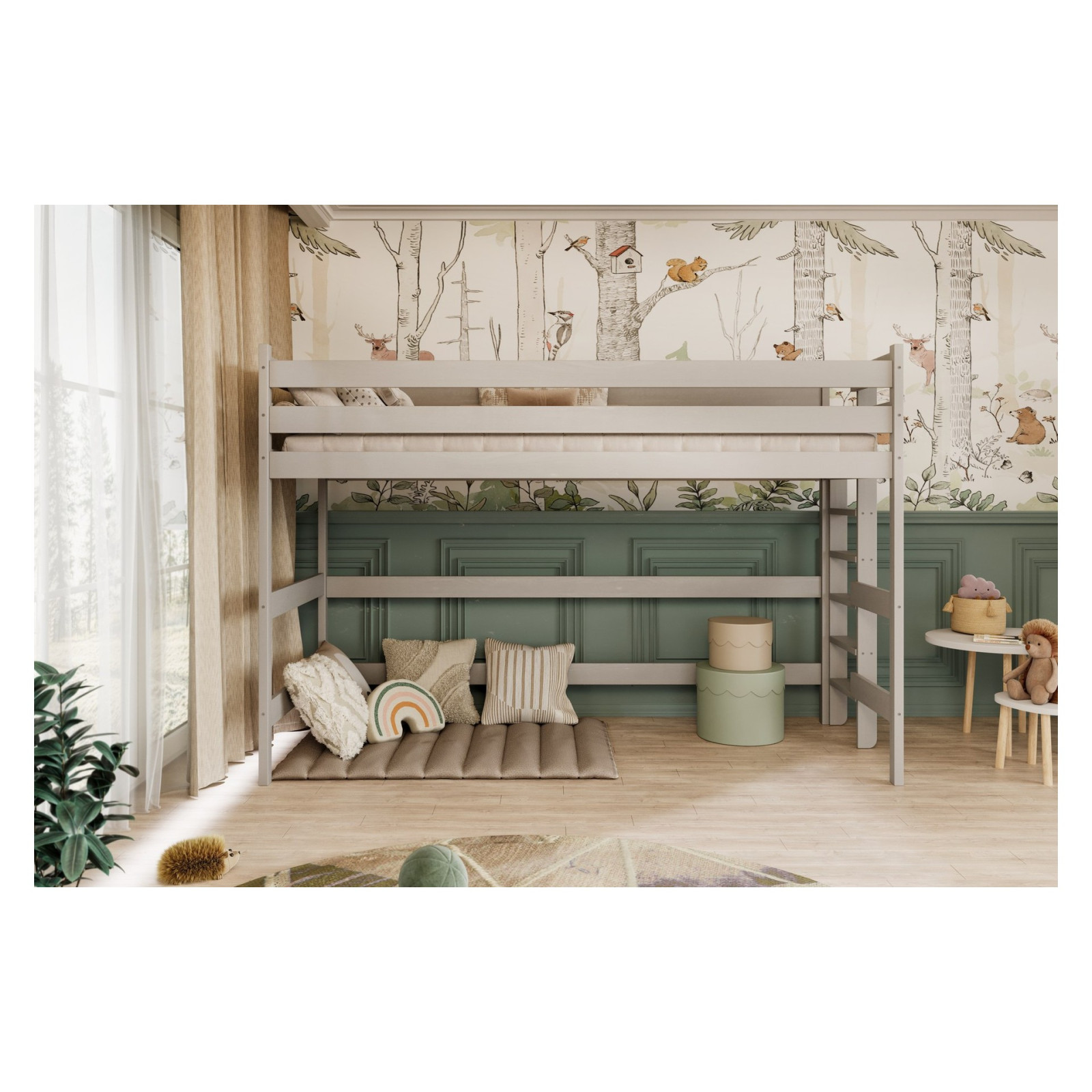 Łóżko Antek 1 - 160x80, kolor szary, z wysuwanym spaniem i szufladami, materac piankowy