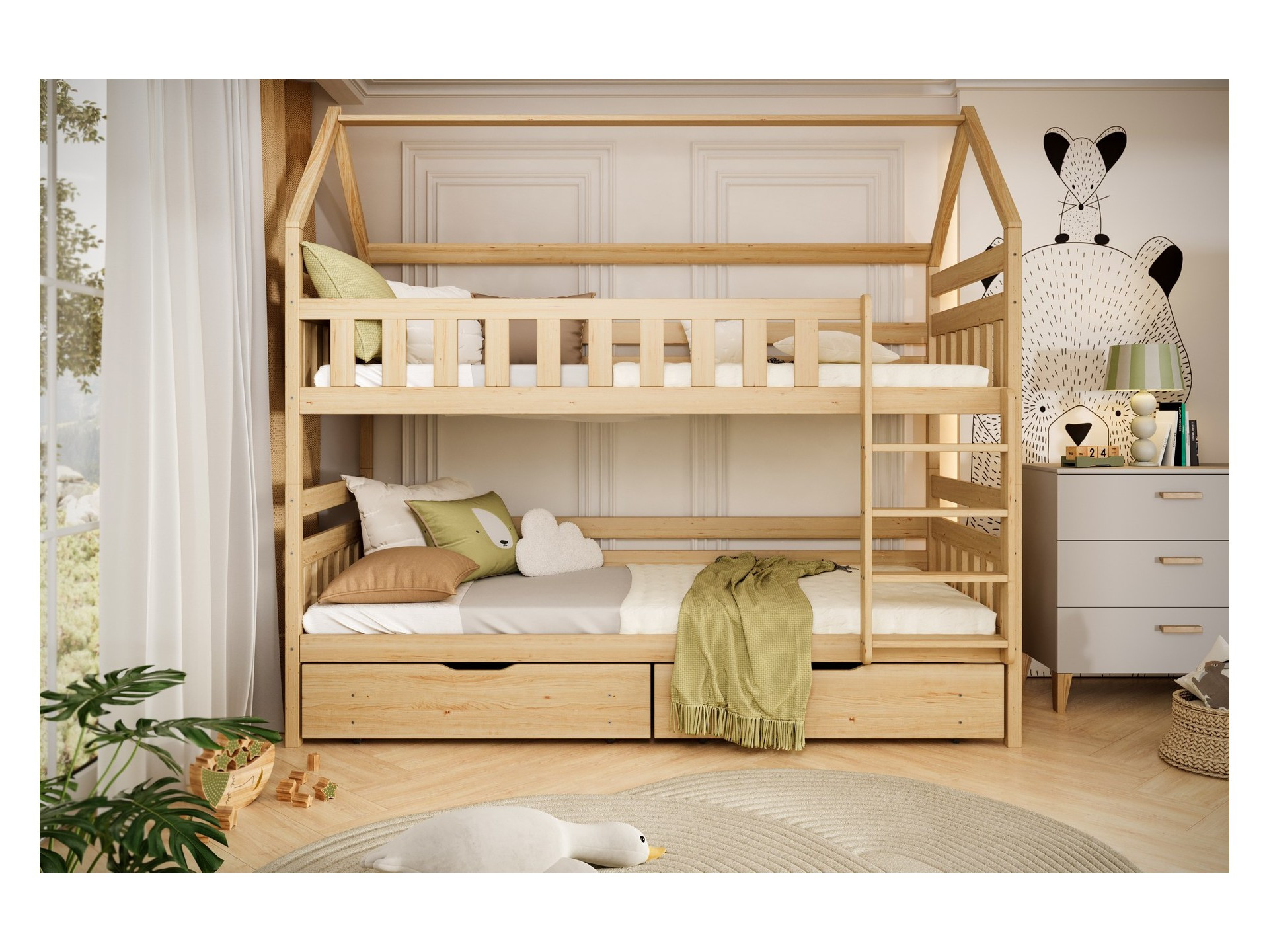 Łóżko Fabian 160x80, Naturalny nielakierowany, Materac pianka kokos 160/80/9 - materac średniej twardości (+299zł)