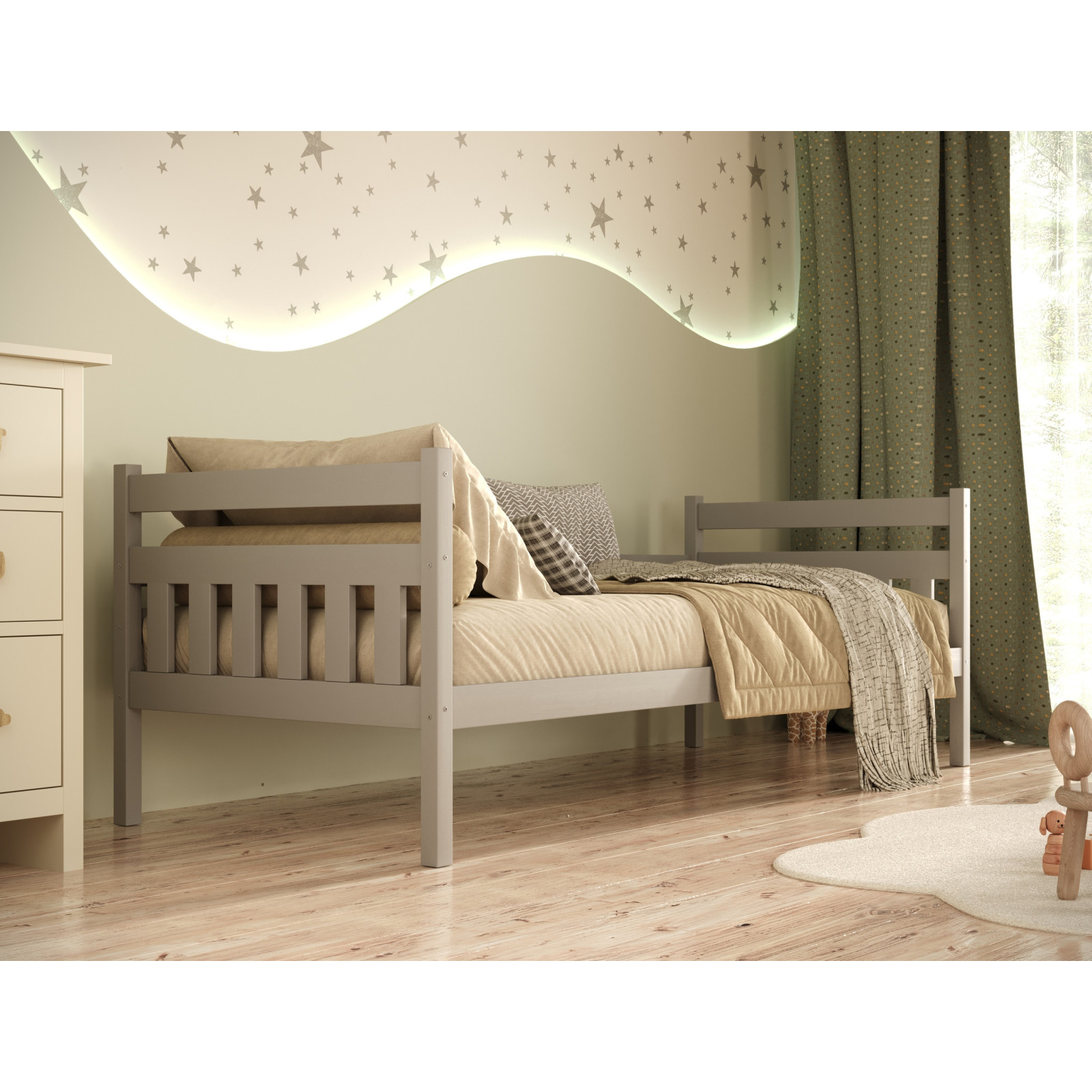 Łóżko Dawid - 180x80, kolor szary, z szufladami, materac lateksowo-kokosowy