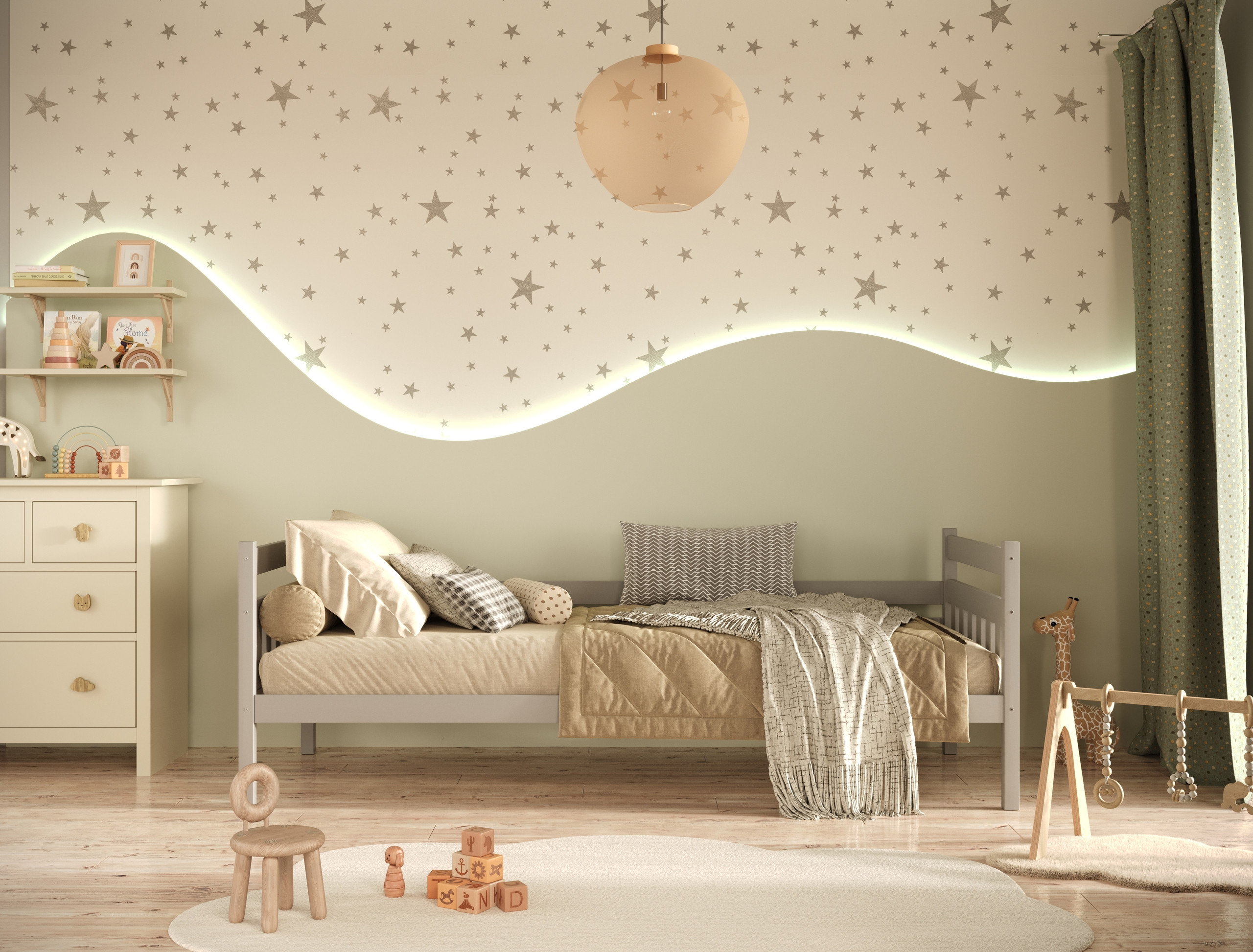 Łóżko Dawid - 200x90, kolor szary, z wysuwanym spaniem, materac piankowy