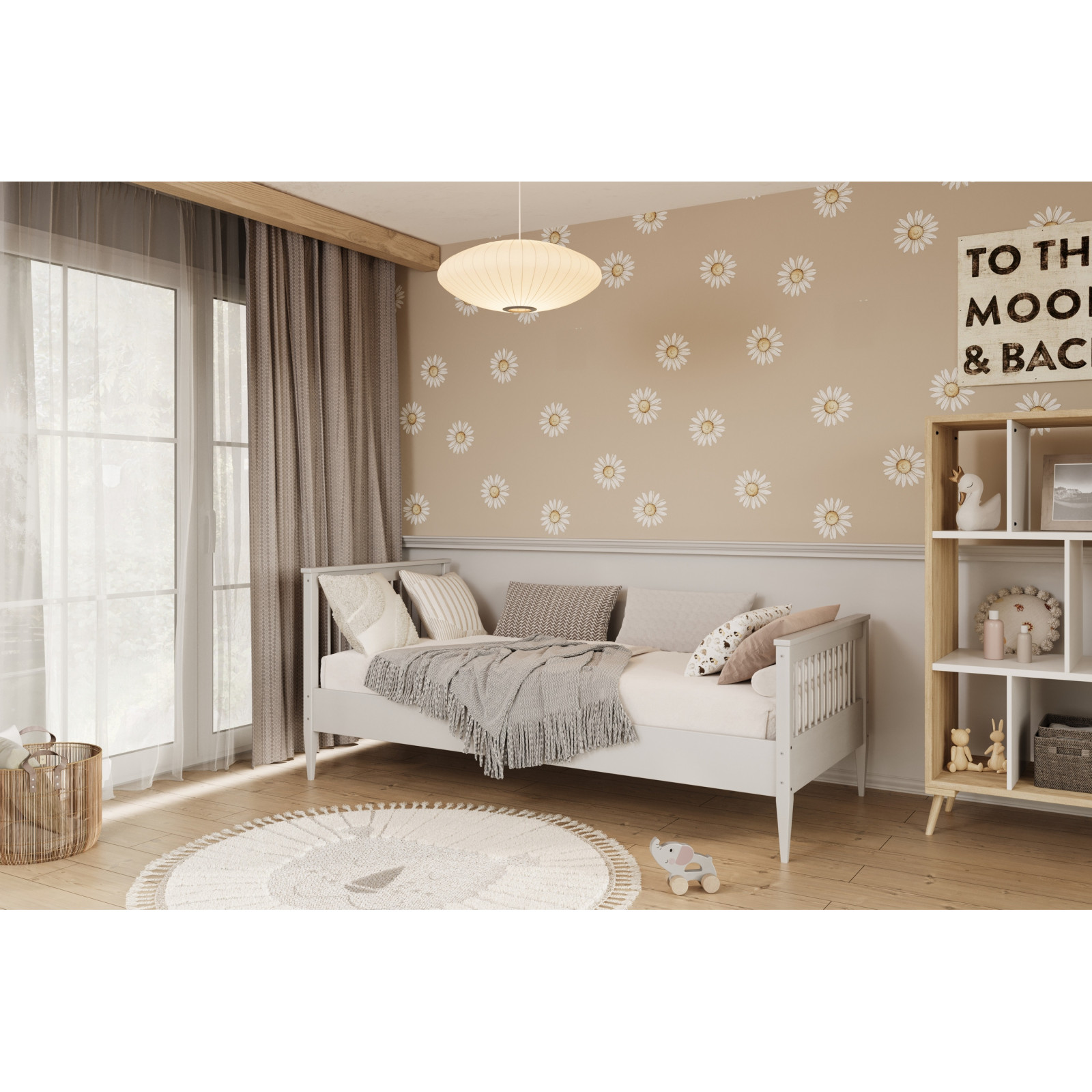 Łóżko Emilia - 160x80, kolor białe, materac lateksowy