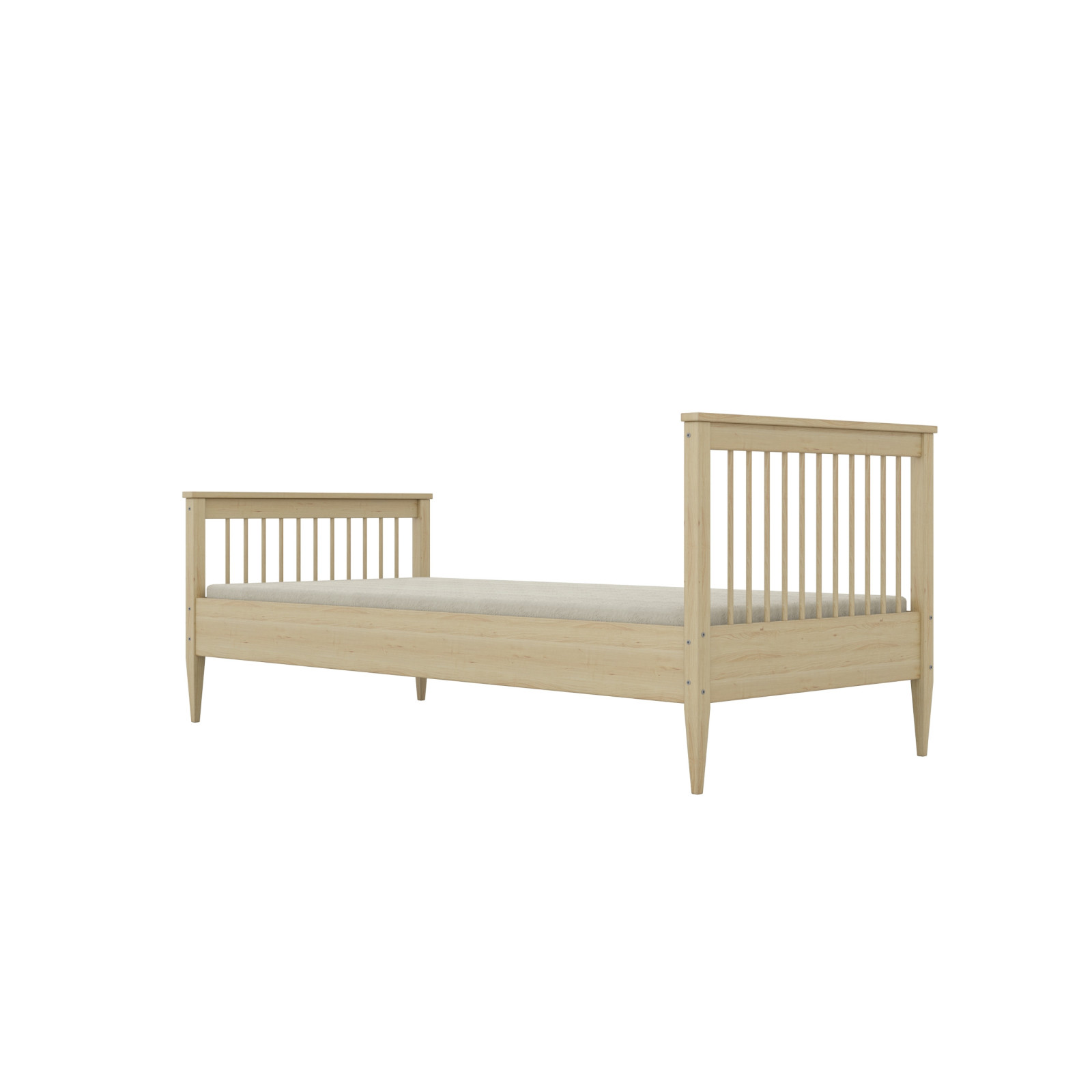 Łóżko Emilia - 180x80, kolor naturalny lakierowany, materac lateksowy