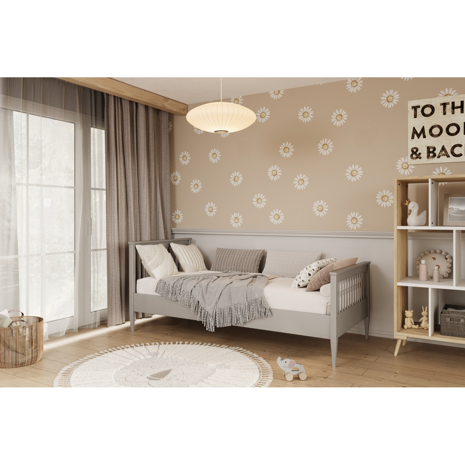 Łóżko Emilia - 200x80, kolor szare, materac lateksowy