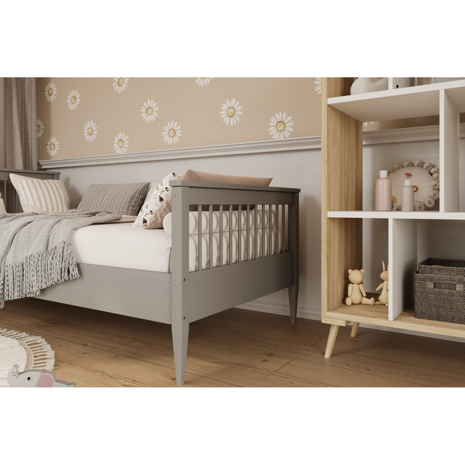 Łóżko Emilia - 200x90, kolor szare, materac piankowy