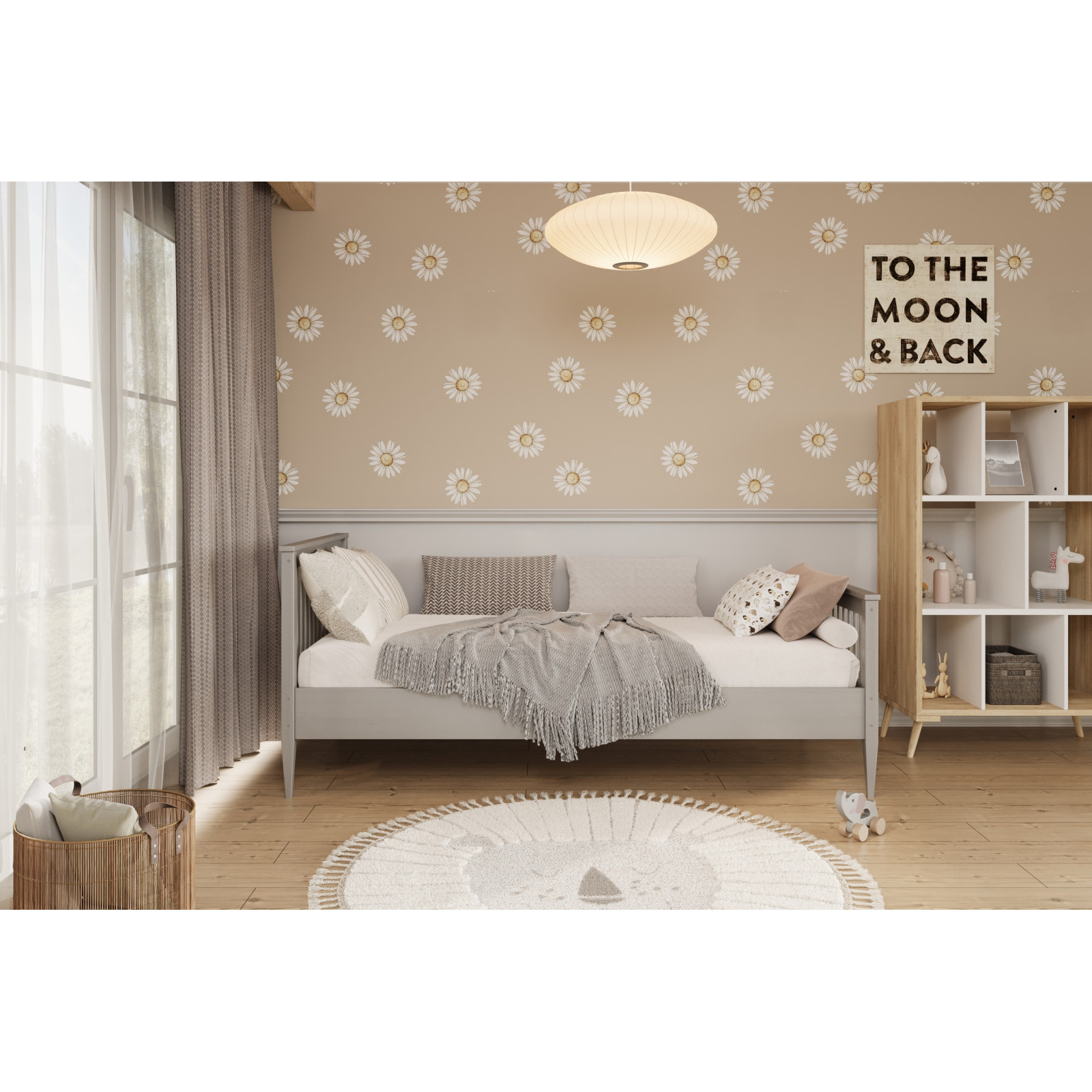 Łóżko Emilia - 200x90, kolor szare, materac kokosowy