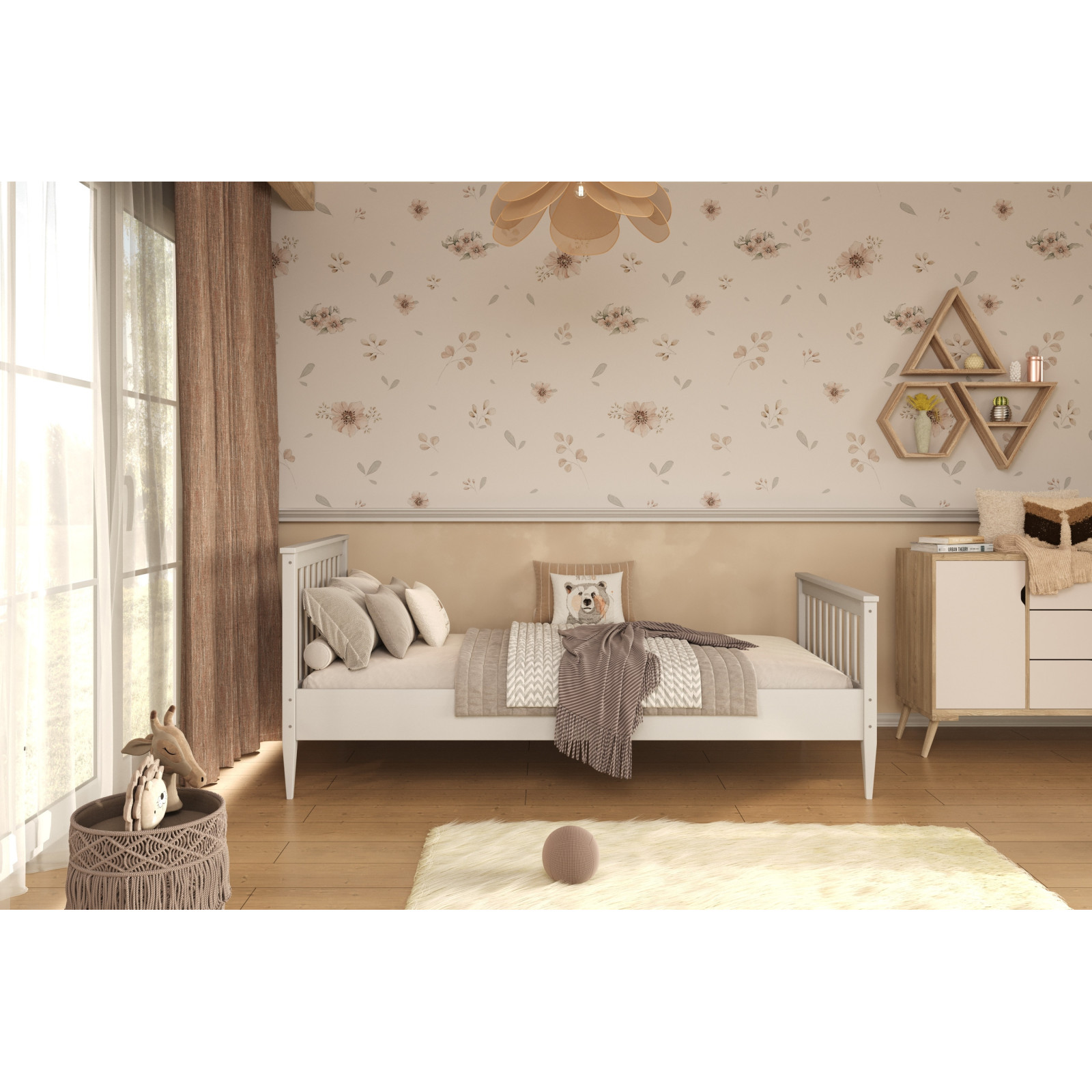 Łóżko Ignaś - 180x80, kolor białe, materac lateksowy