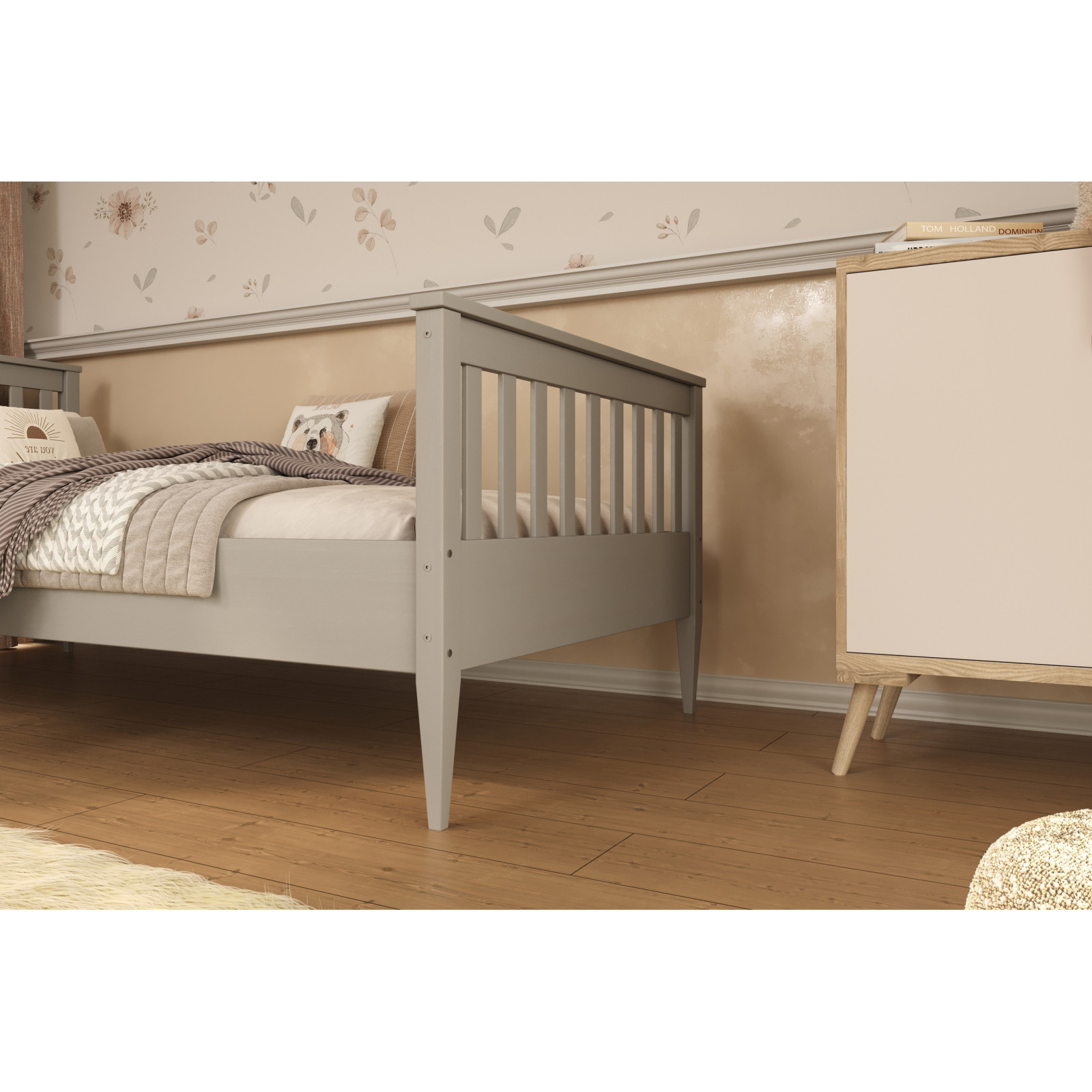 Łóżko Ignaś - 160x80, kolor szare, materac lateksowy