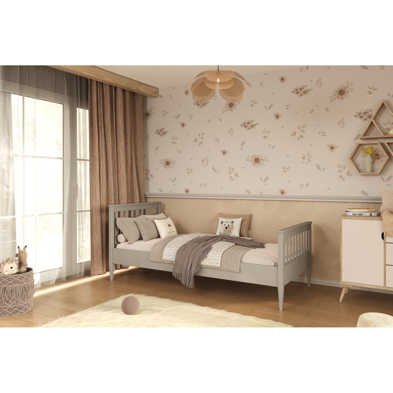 Łóżko Ignaś - 200x90, kolor szare, materac lateksowy