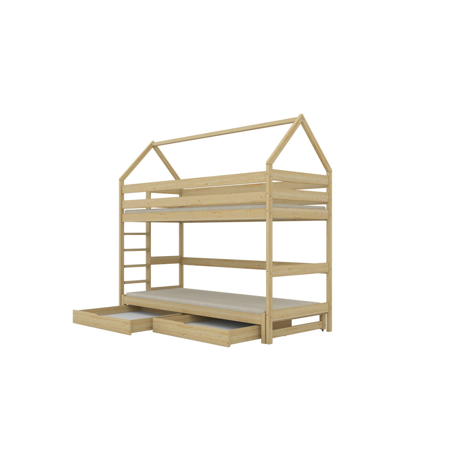 Łóżko Eryk 1 - 180x80, kolor naturalny lakierowany, materac piankowo-kokosowy