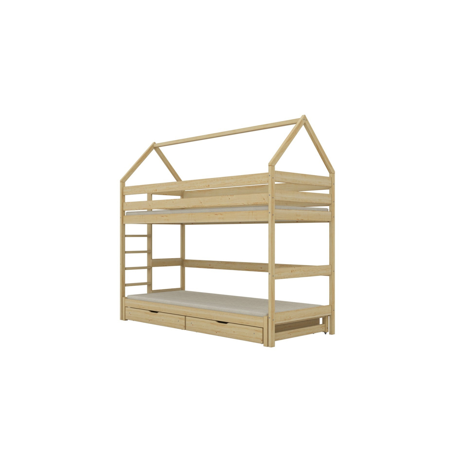 Łóżko Eryk 1 - 180x90, kolor naturalny lakierowany, materac piankowo-kokosowy