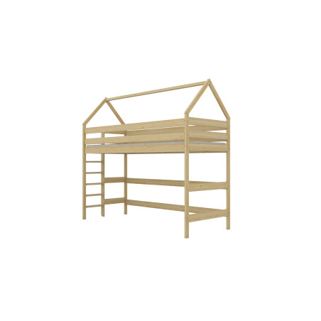 Łóżko Eryk 1 - 200x90, kolor naturalny lakierowany, z wysuwanym spaniem i szufladami, materac piankowy