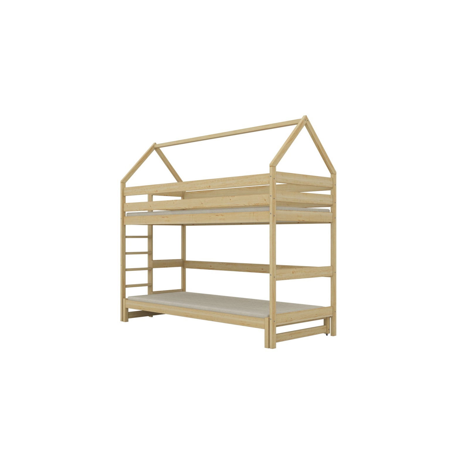 Łóżko Eryk 1 - 180x90, kolor naturalny nielakierowany, materac piankowy