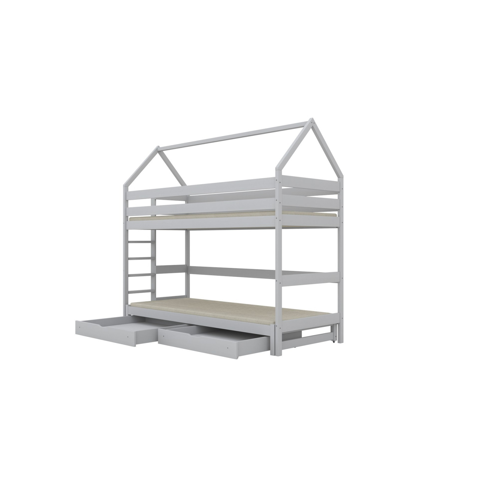 Łóżko Eryk 1 - 160x80, kolor biały, z wysuwanym spaniem, materac piankowo-kokosowy